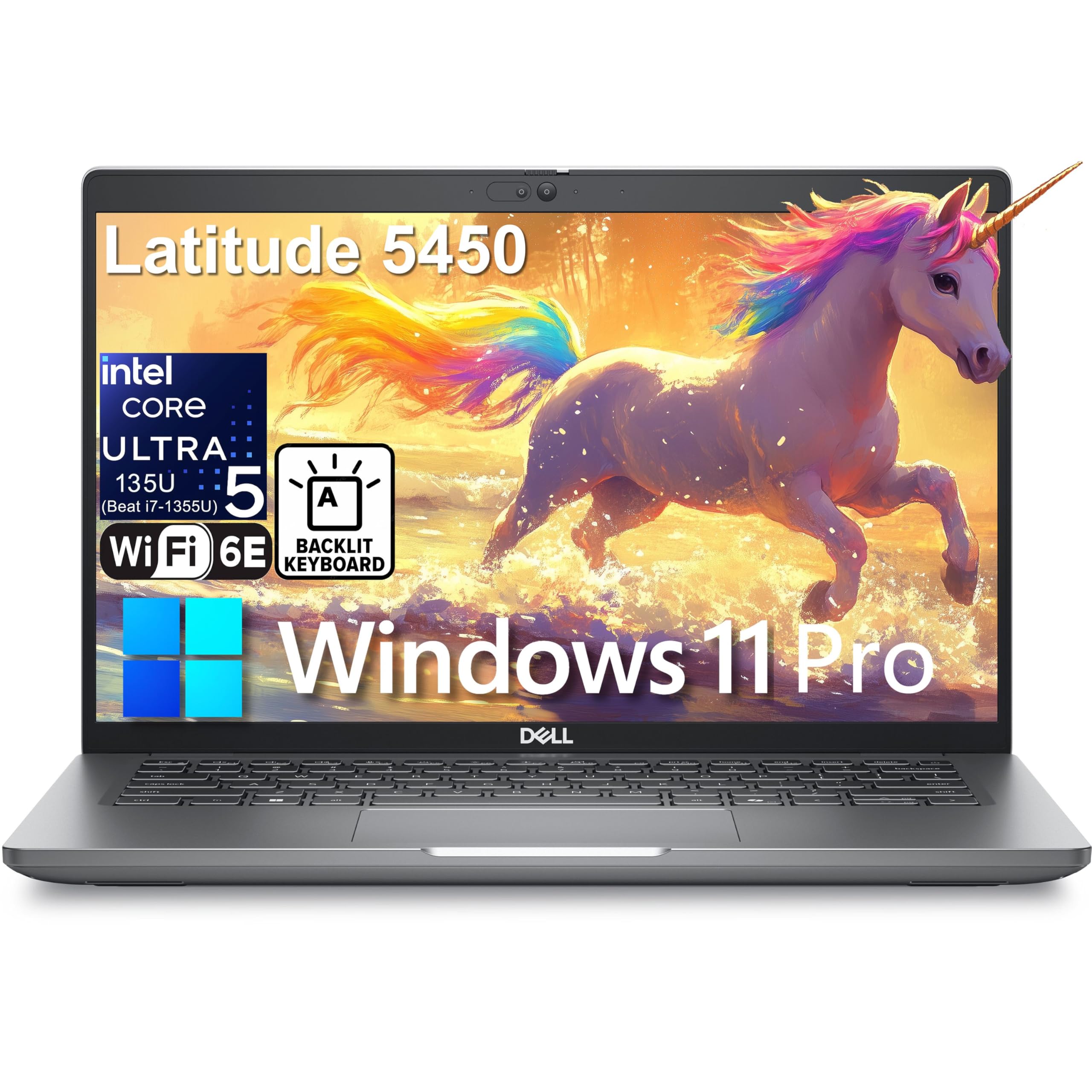 لپ تاپ تجاری دل مدل Latitude 5450 5000 با صفحه نمایش 14 اینچی FHD، پردازنده 12 هسته ای اینتل اولترا 5 135U (قدرتمندتر از i7-1355U)، 32 گیگابایت رم DDR5، 1 ترابایت حافظه SSD PCIe، WiFi 6E، صفحه کلید با نور پس‌زمینه، Thunderbolt 4، خروجی HDMI، ویندوز 11 پرو