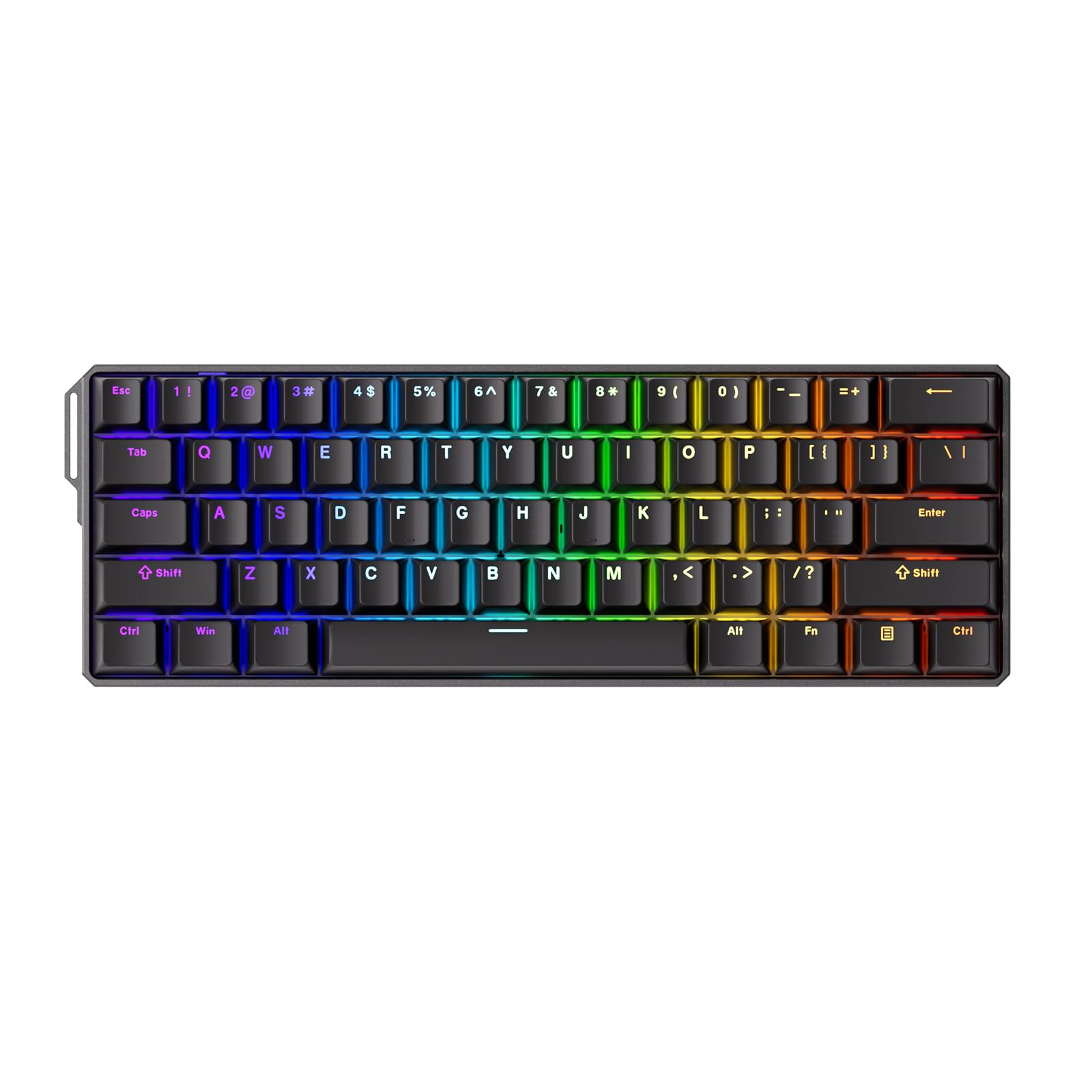 صفحه کلید بازی MONSGEEK FUN60 Ultra Rapid Trigger با سوئیچ‌های مغناطیسی 8k، کیبورد آلومینیومی TMR با چند حالت مختلف، رنگ سیاه با نور پس زمینه شفاف MagMech (سوئیچ مغناطیسی چشم‌انداز) ، محفظه آلومینیومی با دو حالت (MagMech) 8K رنگ سیاه شفاف دوتایی.