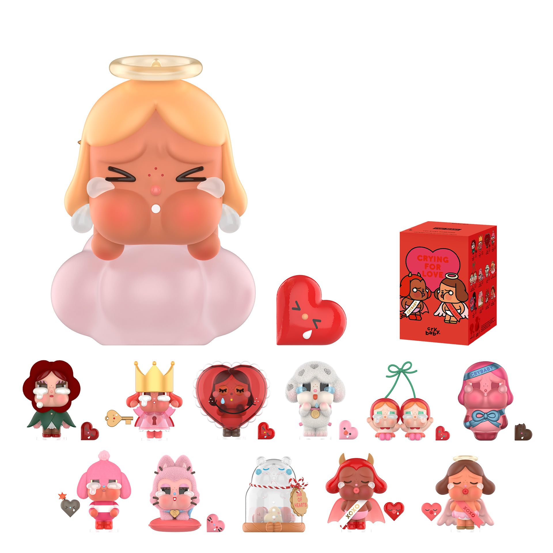 سری عاشقانه گری Crybaby از فیگورهای سری Crying for Love از POP MART، فیگورهای باکس کور، طراحی‌های تصادفی از فیگورها، اسباب‌بازی‌های قابل جمع‌آوری تزیینی منزل، باکس تک عاشقانه گری Crybaby از سری Crying for Love به صورت تک‌عددی.