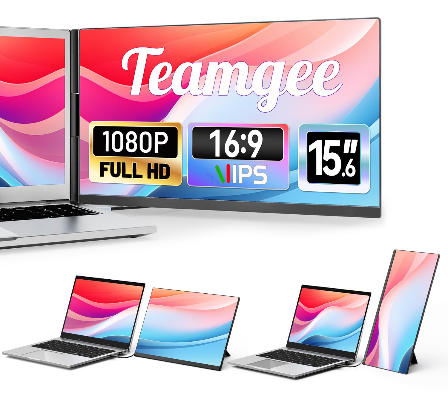 صفحه نمایش لپ تاپ Teamgee 15.6 اینچ
&nbsp;
&nbsp;
مانیتور قابل حمل باریک و سبک برای لپ تاپ، Full HD IPS
&nbsp;
&nbsp;
اسناد 360 درجه چرخش استاندارد، جداپذیر، پلاگین و پخش USB-C، نوردهی RGB، حاشیه‌های باریک