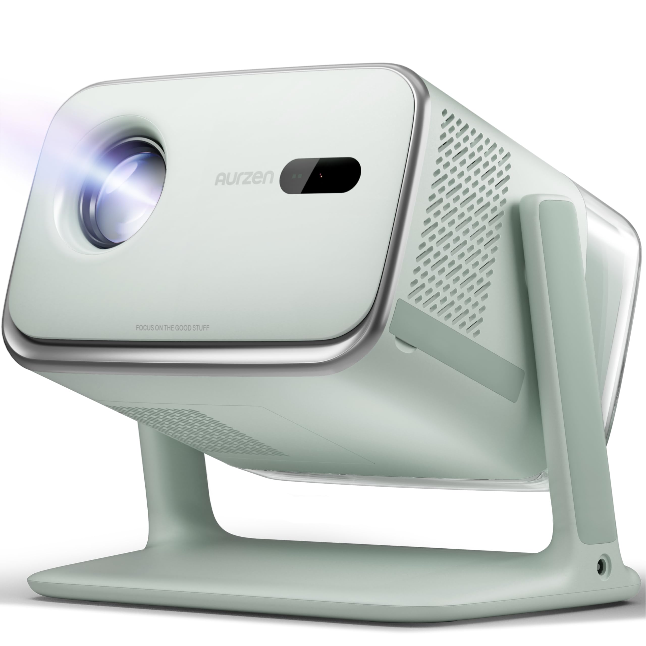 پروژکتور ویدیویی کوچک Aurzen Boom 4-in-1 با Google TV، پشتیبانی از ۴K، سینمای خانگی و پروژکتور فضای باز، صدای دالبی 20 وات، ۵۰۰ ANSI، فوکوس خودکار ToF و اصلاح کلچکه، WiFi/بلوتوث (سبز)