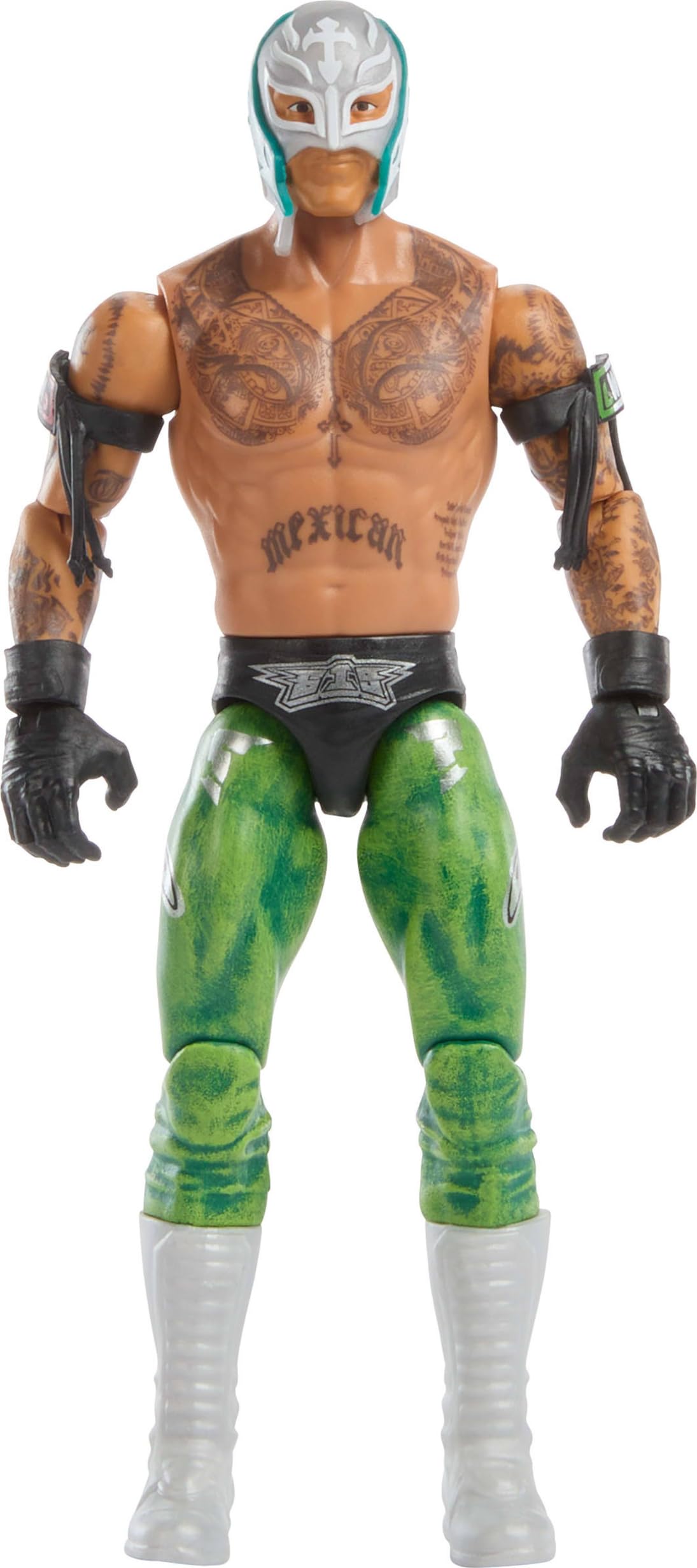 عروسک اکشن ری میستریو از مجموعه مین اونت شماره ۱۵۷ شرکت Mattel WWE، با ارتفاع ۶ اینچ، شامل ۱۴ نقطه حرکت و ظاهر شبیه به واقعیت برای جمع‌آوری به عنوان یک سوپراستار قابل انتقال.
