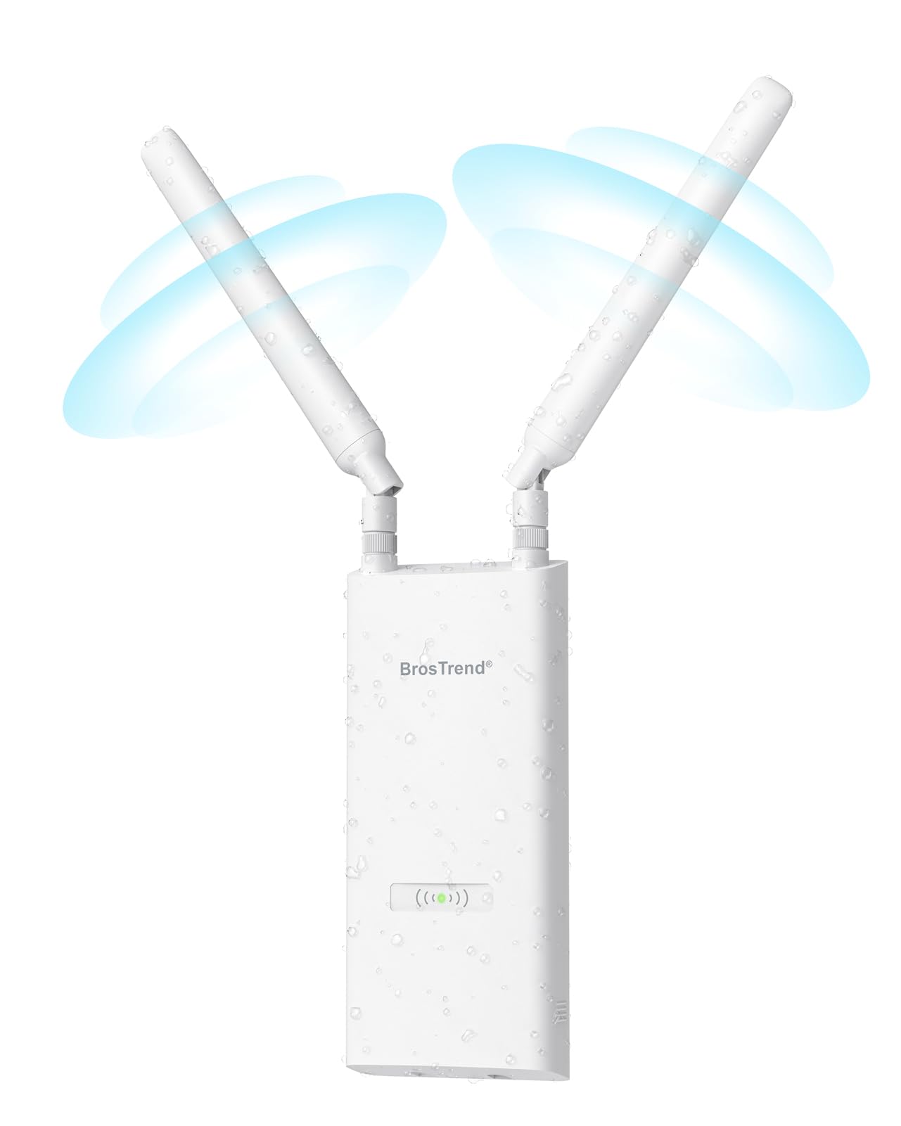 BrosTrend AC1200 تقویت‌کننده Wi-Fi فضای باز با برد بلند دارای پورت گیگابیت، تقویت‌کننده Wi-Fi ضد آب IP65 دو باند 5GHz + 2.4GHz، 2 آنتن 5dBi، تغذیه PoE، با ورودی PoE فعال، برای باغ، حیاط، خودرو تقویت‌کننده.