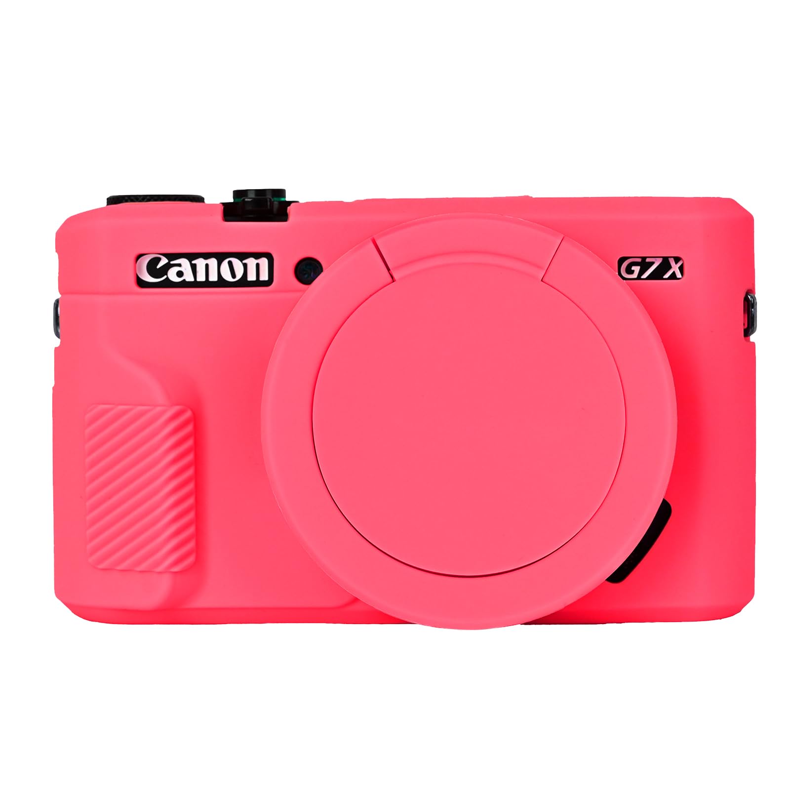 کاور آسان هود G7X Mark II، کاور محافظ برای دوربین دیجیتال Canon Powershot G7X Mark II، درب قابل جداشدن لنز، کاور سیلیکونی نرم دوربین، پوشش بدنه محافظ لاستیکی - قرمز با درب لنز