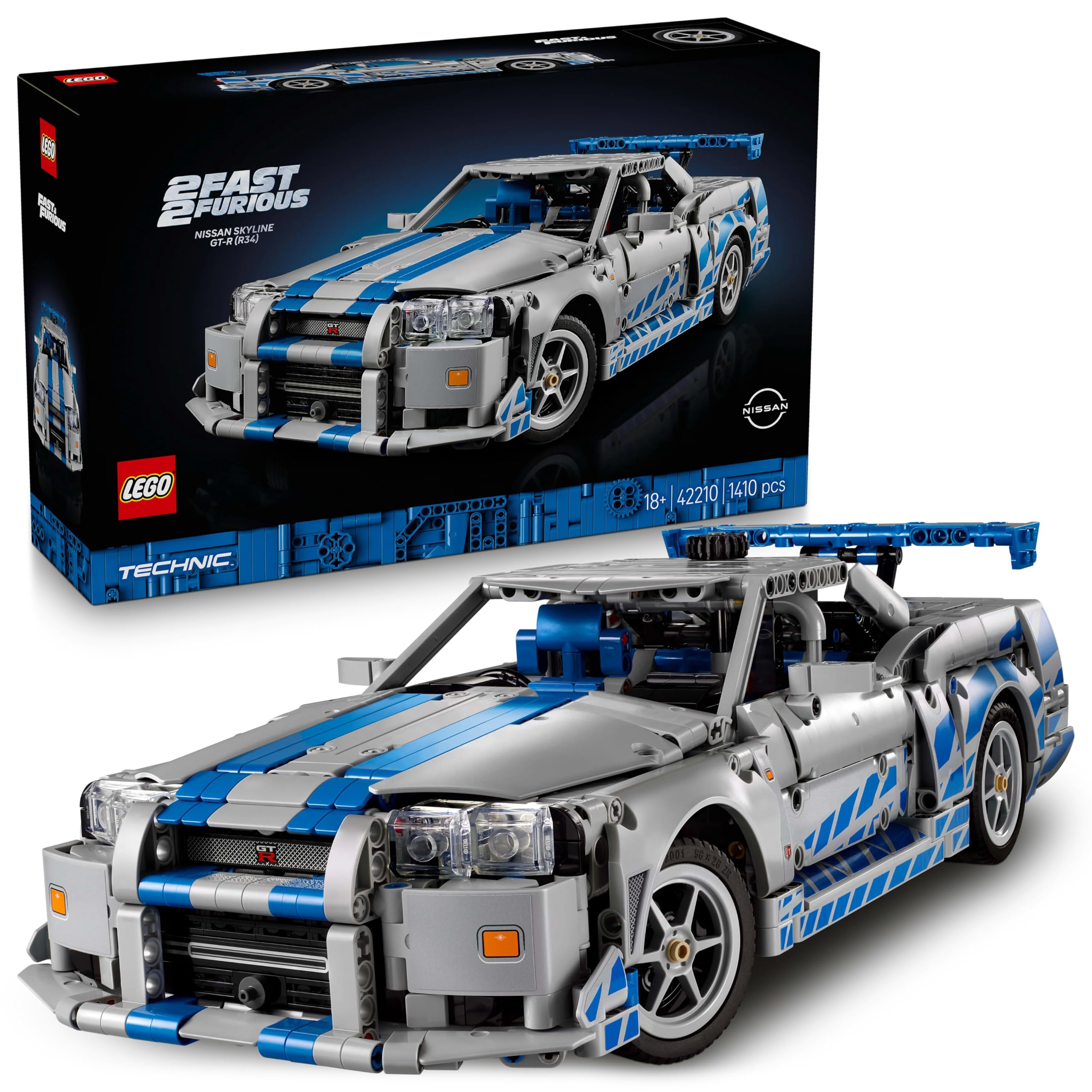 مجموعه مدل خودرو LEGO Technic 2 Fast 2 Furious Nissan Skyline GT-R (R34) برای بزرگسالان - شامل یک عملکرد ژرفت، رانندگی، تعلیقات و یک موتور 6 سیلندر - هدیه جمع آوری شده برای طرفداران - 42210