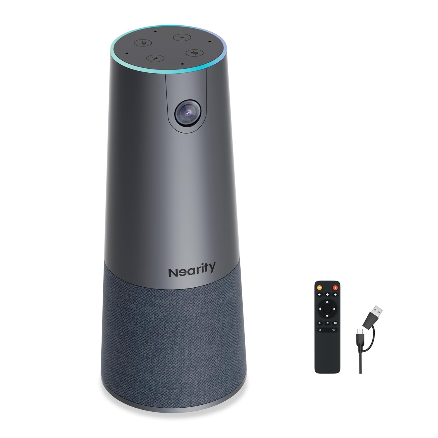 دوربین وب کنفرانس NEARITY C45 2K با میکروفون و اسپیکر، دوربین همه در یک با 4 میکروفون کاهنده نویز، دوربین 5X زوم اف اچ دی با فریمینگ خودکار هوش مصنوعی برای زوم / تیمز / گوگل میت