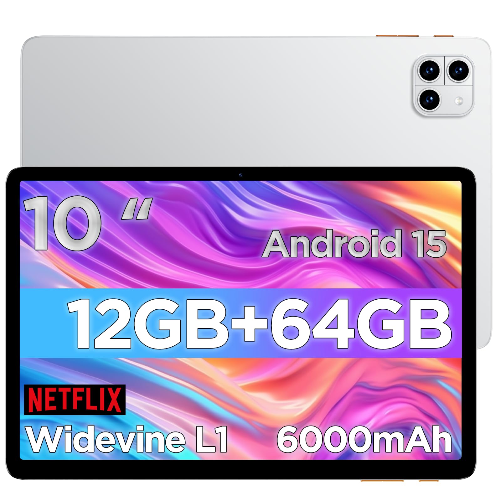 تبلت اندروید Callsky-Tab، تبلت 10.1 اینچی اندروید 15، اکتا-کور، 2 سال گارانتی، حافظه RAM 12GB، حافظه ROM 64GB (تا 2 ترابایت)، رزولوشن 800x1280، WiFi 6 و بلوتوث، اسپیکر های دوگانه، دوربین های 5 مگاپیکسل + 8 مگاپیکسل، باتری 6000mAh، سفید