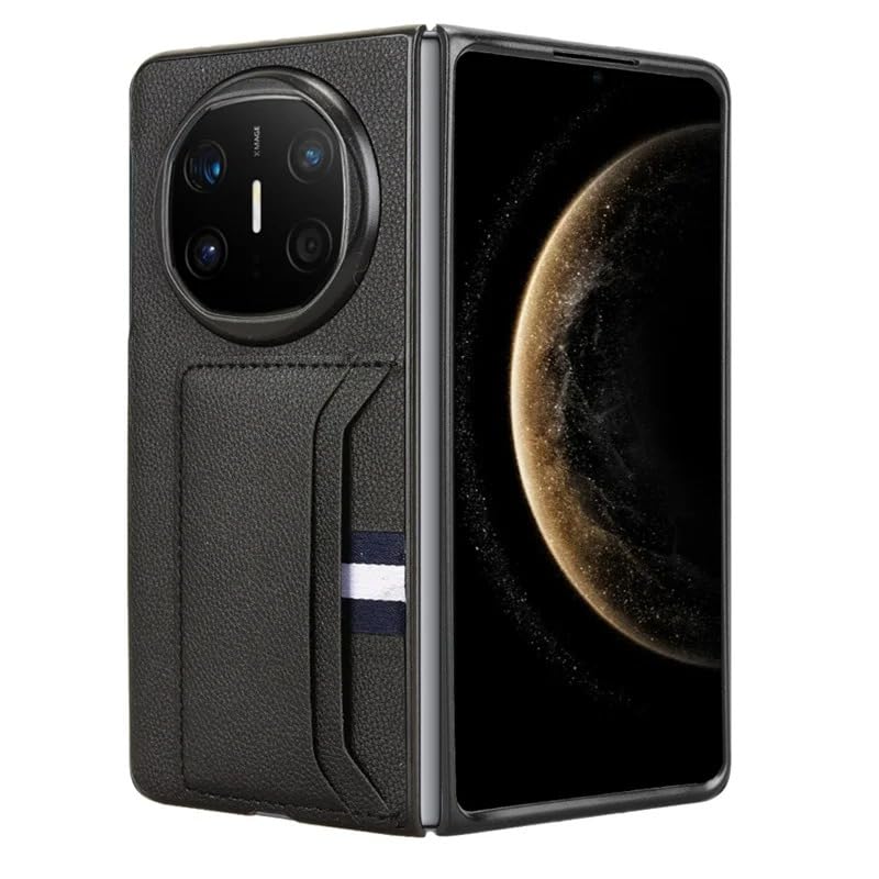 مطابق با موبایل هواوی Mate X6 case، چرم مصنوعی پریمیوم باریک و سبک ضد ضربه با حفاظت پشتی برای موبایل Mate X6 (مشکی)