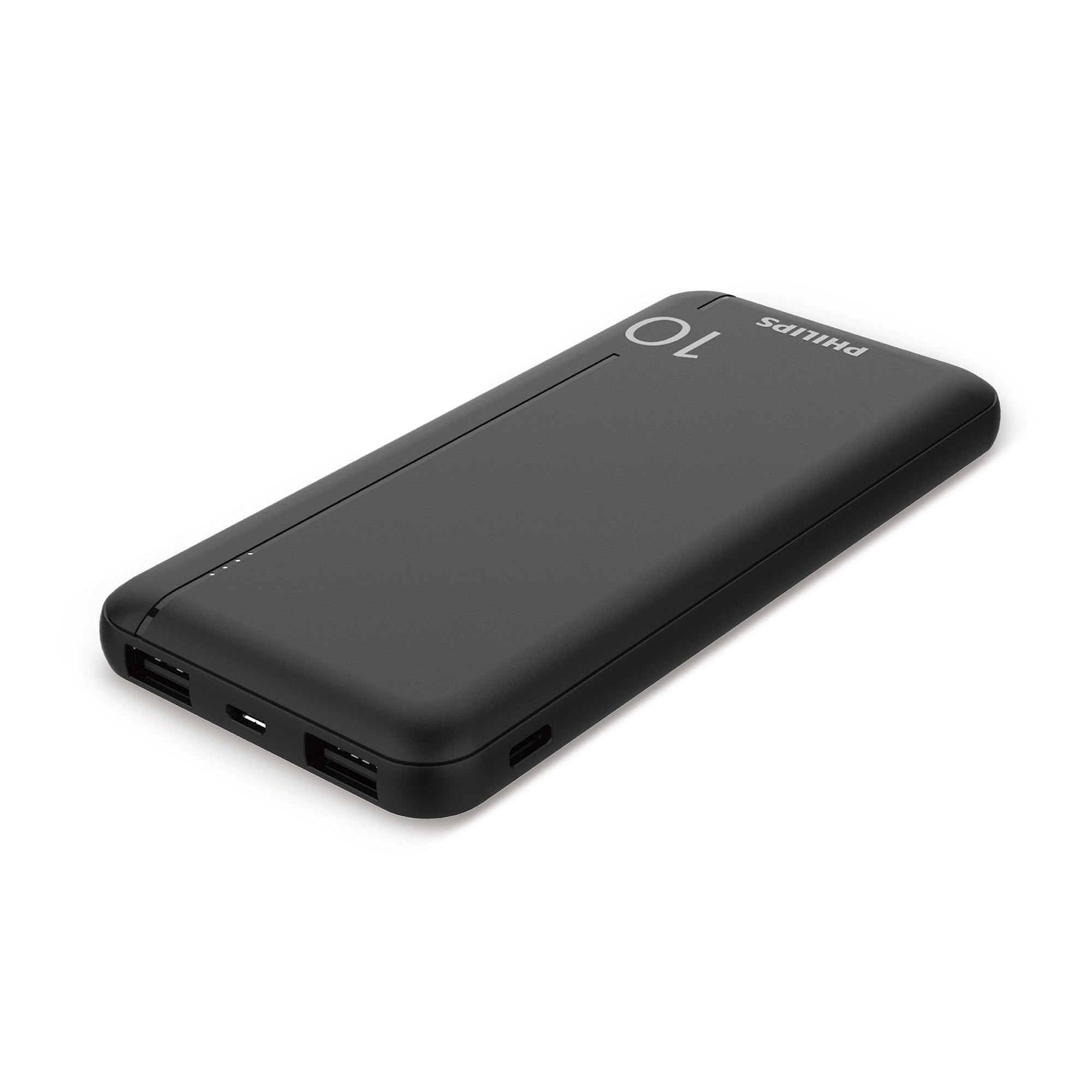 پاوربانک 10000mAh 20W Philips DLP1812PB با PD و QC3.0، پورت‌های USB-A و Type-C، سازگار با مدل‌های آیفون 16/15 و گلکسی S25/S24/S23 Ultra، شامل کابل Type-C (مشکی)