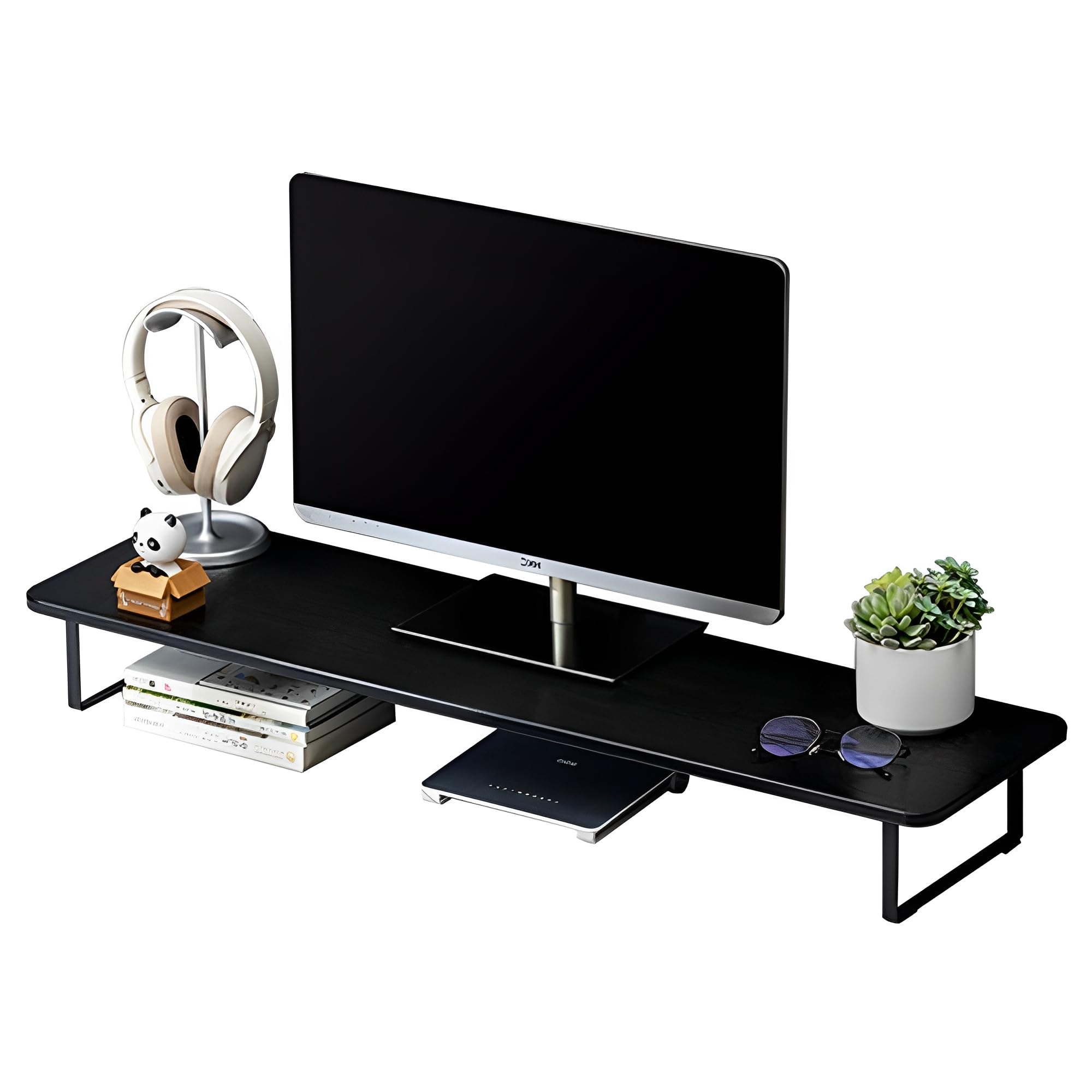 پایه نگهدارنده مانیتور Beauenty، پایه لپ تاپ، پایه نگهدارنده مانیتور چوبی با تنظیم ارتفاع ارگونومیک، سازماندهی دسکتاپ، لوازم جانبی میز اداری برای لپ تاپ ها، مانیتورها، پرینترها (80x26x12 سانتی متر)