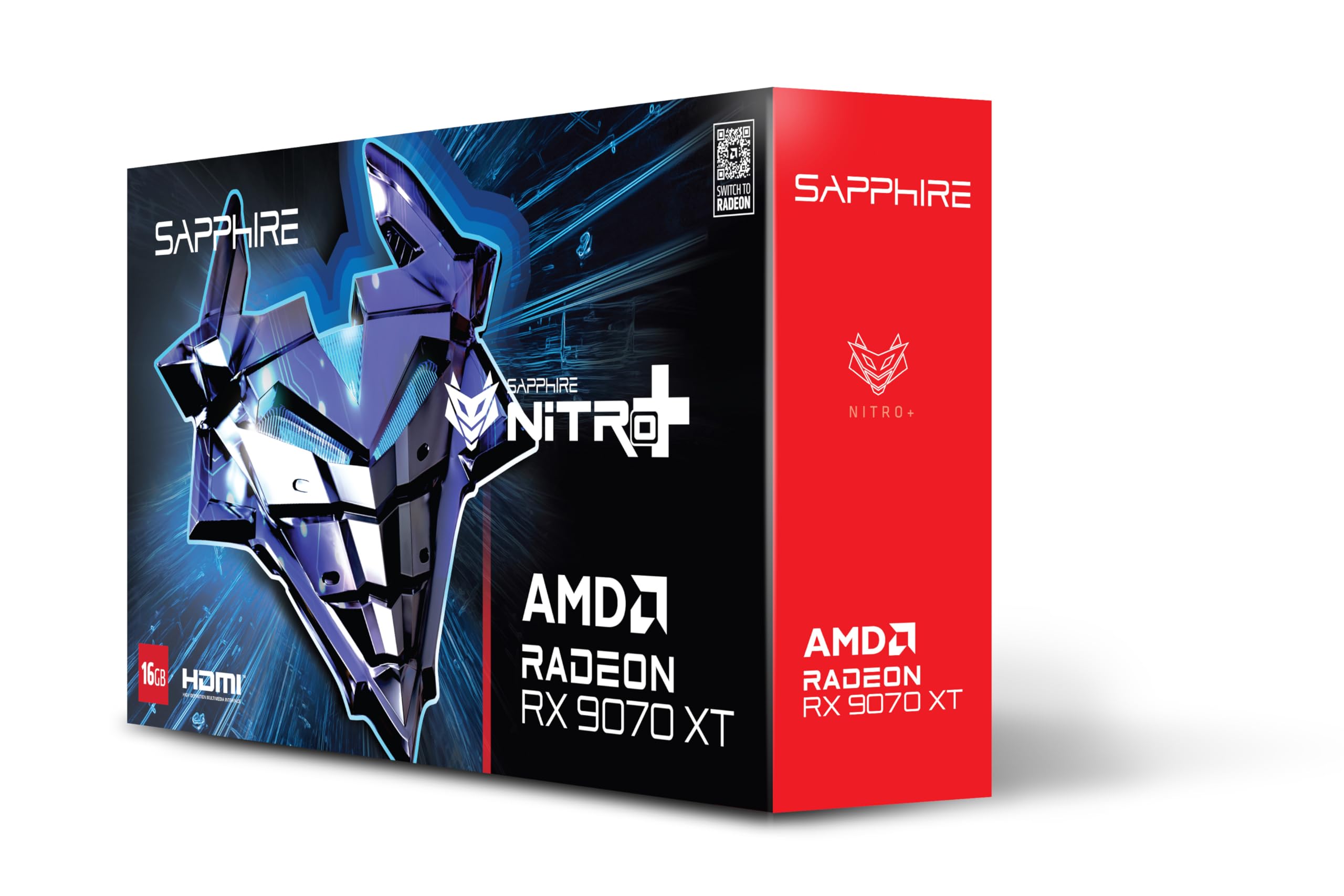 SAPPHIRE NITRO+ AMD Radeon RX 9070 XT GPU: حافظه 16 گیگابایت/256 بیت DDR6، سرعت Boost تا 3060 مگاهرتز، سرعت بازی تا 2520 مگاهرتز، 4096 پردازنده جریان، معماری AMD RDNA 4 - طلایی
