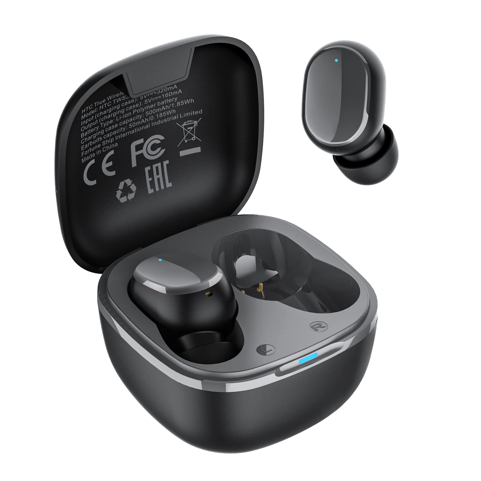 هدست بلوتوث بی‌سیم HTC True Wireless Earbuds 2، هدفون درون‌گوشی ENC با قابلیت لغو نویز تماس صوتی- کنترل حجم / ضدآب IPX5 / دارای میکروفن / زمان پخش ۳۲ ساعته برای تماس، بازی، دو، راه‌رفتن TWS3 سیاه