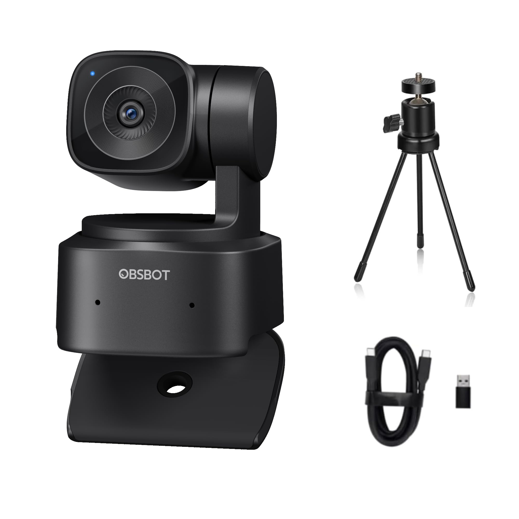 وبکم OBSBOT Tiny SE، 1080P 100FPS، تراپود اضافی، تماس تصویری، وبکم HD PTZ، سنسور 1/2.8 اینچ، کنترل حرکات بازو، زوم 4X، پیگیری خودکار هوشمند AI، پخش زنده برای بازی/ملاقات/آموزش، دوربین وب برای کامپیوتر رومیزی، کامپیوتر شخصی، لپتاپ