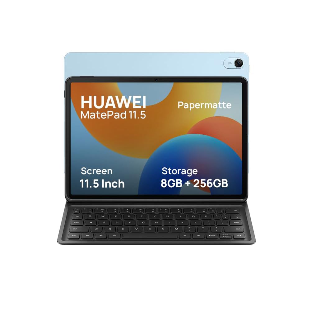 تبلت HUAWEI MatePad 11.5 نسخه PaperMatte، صفحه نمایش 2.2K FullView اندازه 11.5 اینچ، 8 گیگابایت + 256 گیگابایت، همراه با کیبورد هوشمند، قلم M-Pen Lite، باتری 7700 میلی آمپرساعت، دوربین 13 مگاپیکسل، Wifi، HUAWEI Notes، رنگ آبی + HUAWEI Band8