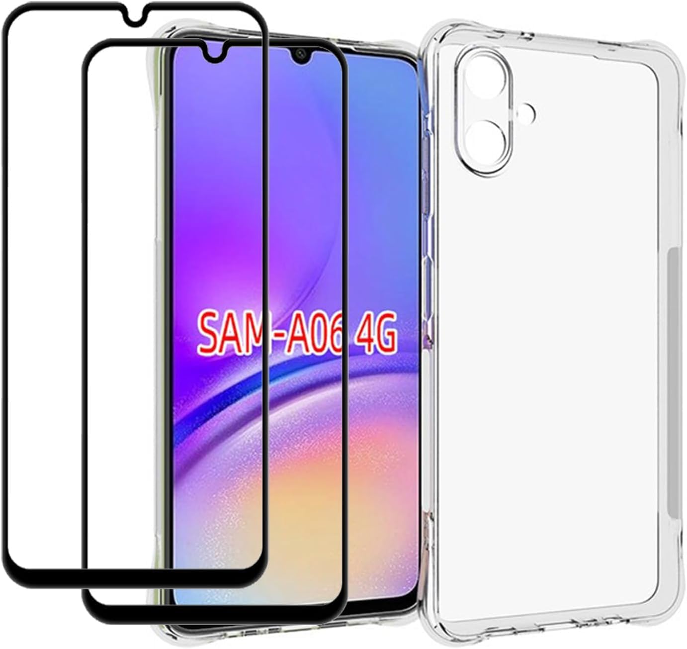 برای کیف Samsung Galaxy A06 4G با پنجره نمایشگر (2 تکه) TPU ضد ضربه نازک با لبه های نرم و گوشه های تقویت شده، جلوگیری از شکستن پوشش شفاف (روشن، Samsung Galaxy A06) Samsung Galaxy A06 Clear