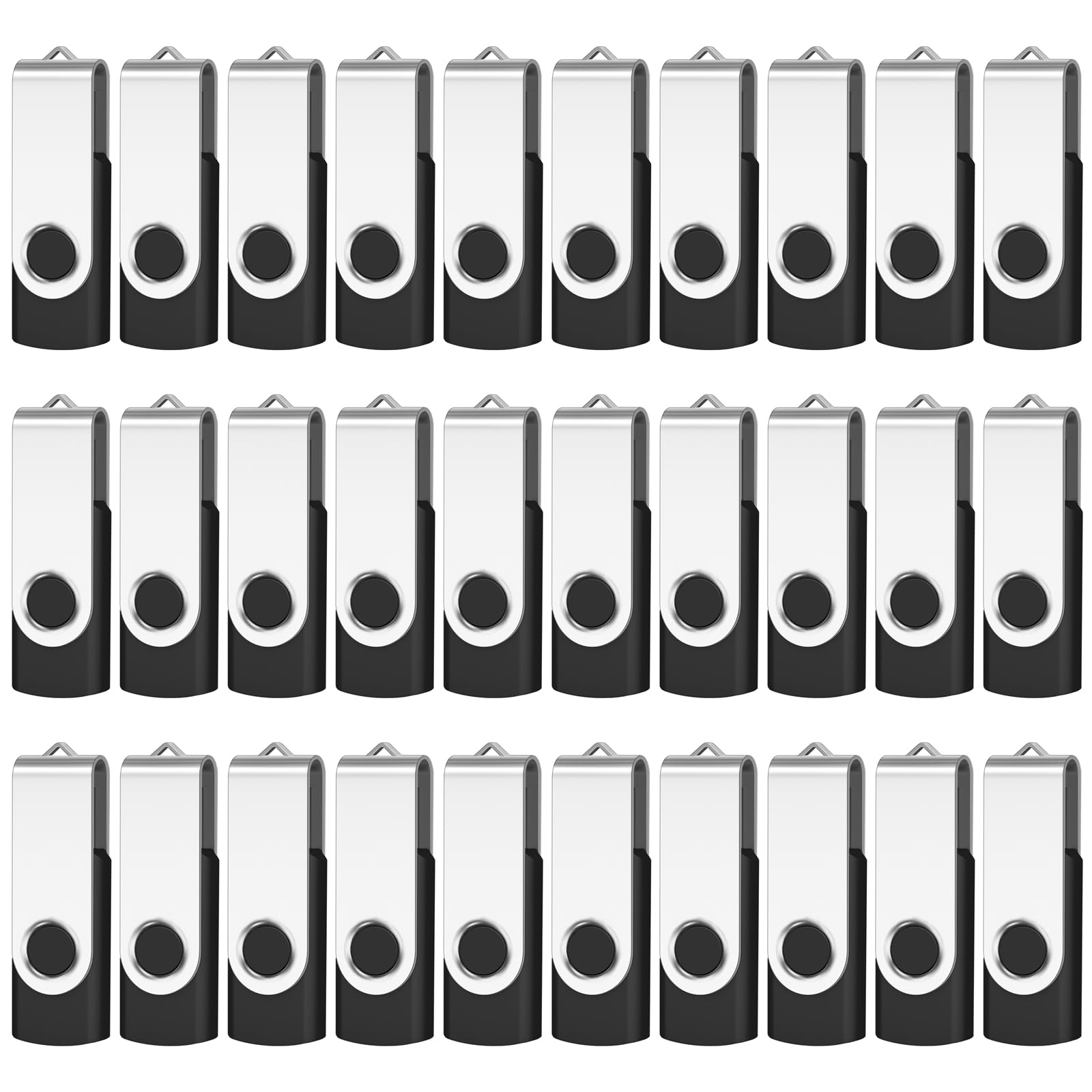بسته ۵۰ عددی فلش درایو ۴ گیگابایت AreTop، فلش درایوهای بولک USB ۲.۰ ۴ گیگابایتی، فلش درایوهای انگشتی Swivel بولک USB، ۴ گیگابایت مشکی ۵۰ عددی-مشکی