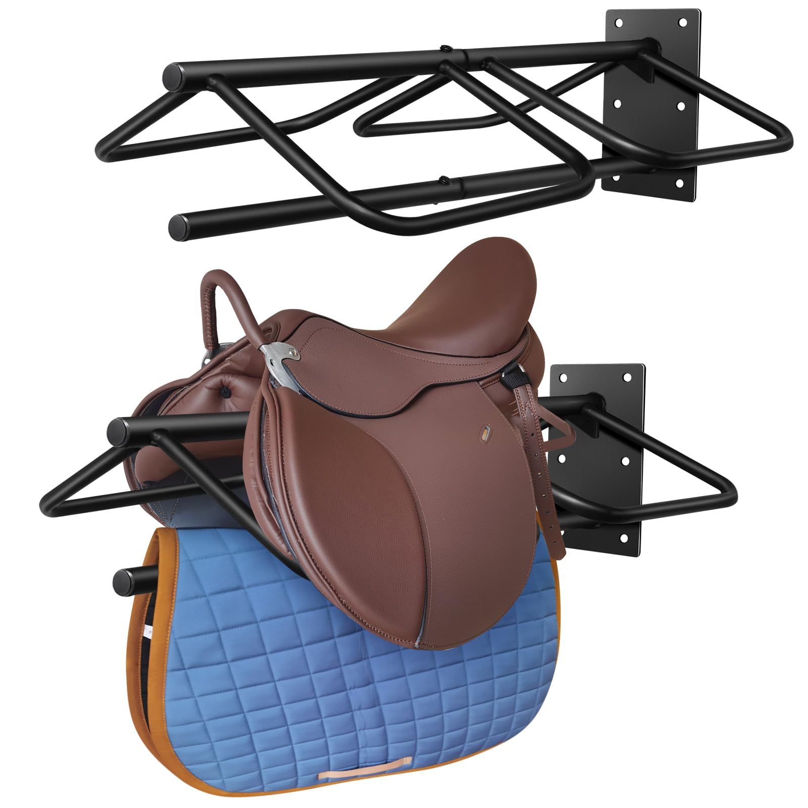 جک پرسی 2 پک Saddle Rack با نوار پد برای اسب، Saddle Rack Stand نصب شده روی دیوار با وزن سنگین قابل جدا شدن برای سبک های انگلیسی و غربی اسب ها، Blanket, ذخیره سازی لوازم جانبی
