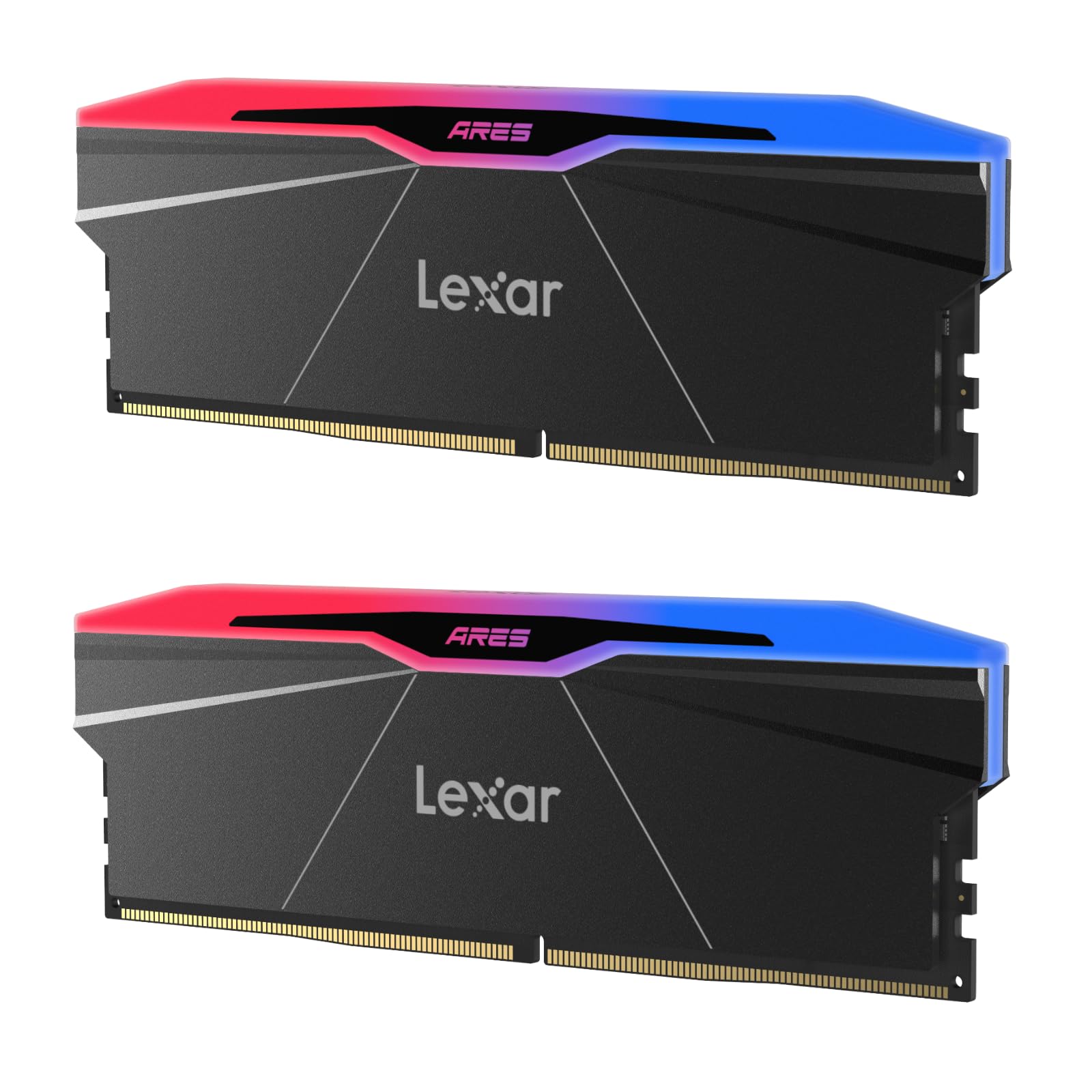 کیت حافظه رم Lexar ARES Gen2 RGB DDR5 32GB (2x16GB) با سرعت 6000MHz و CL26، حافظه رم دسکتاپ 288-Pin UDIMM، حافظه کامپیوتر بازی‌های رایانه‌ای برای AMD EXPO/DRAM که توسط SK hynix تقویت شده است CL26-36-36-68/1.45V (LD5U16G60C26BR-R)