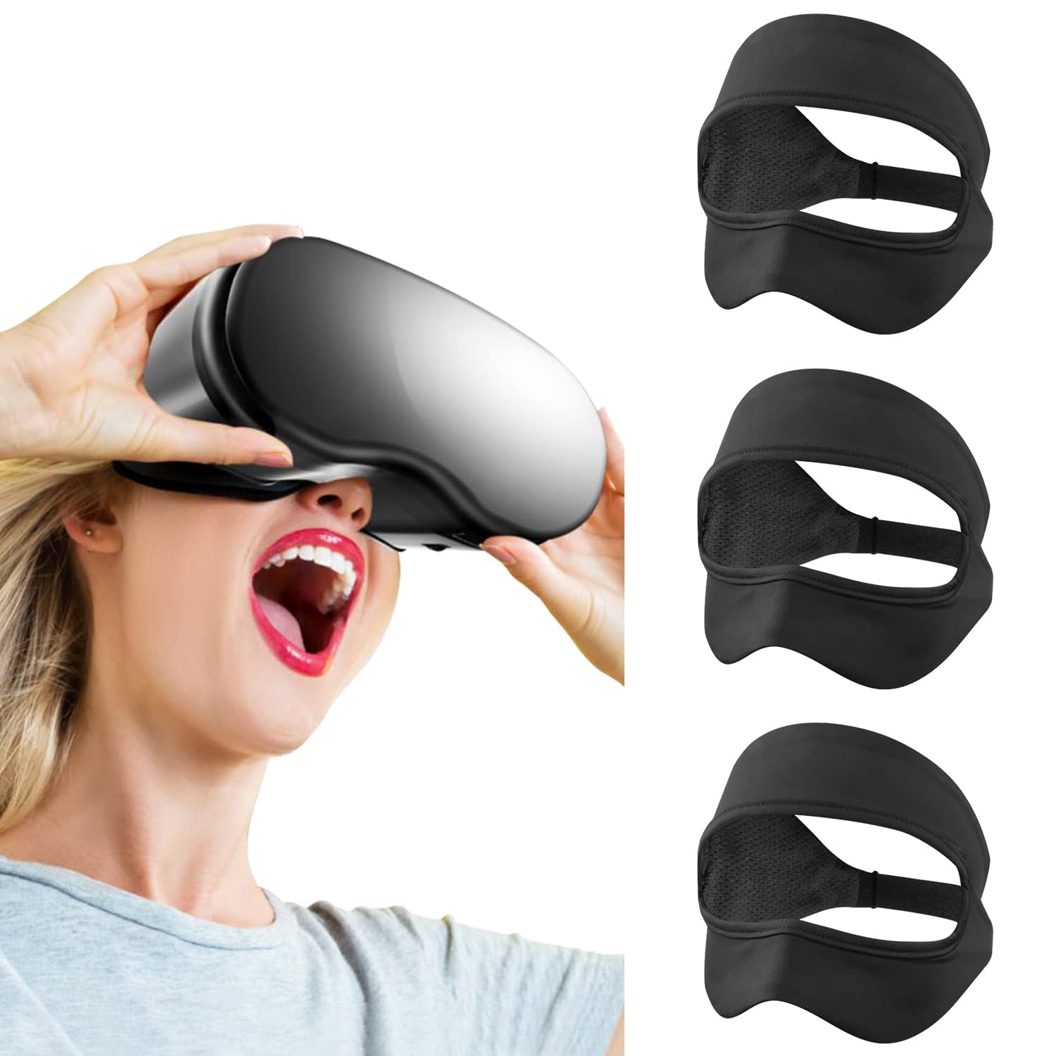 ماسک چشم Tazweeq برای واقعیت مجازی، باند تنفس قابل تنظیم و تنفس‌پذیر برای جذب عرق VR، ماسک چشم برای دستگاه‌های Meta/Oculus Quest 2/3/3S/Pro، HTC Vive، PS، Gear، تمرینات VR