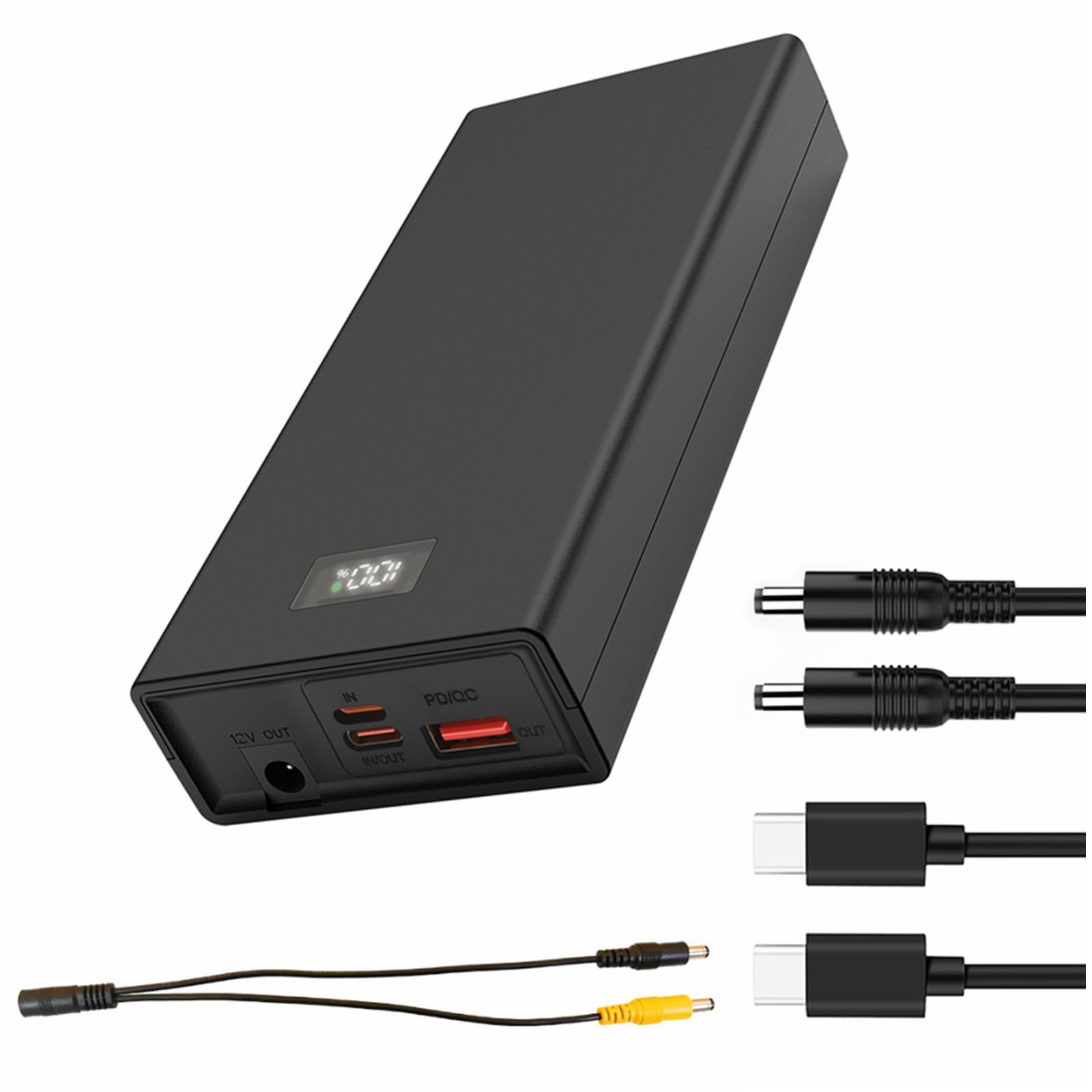 باتری قابل شارژ Li-ION 12 ولت 3 آمپر، منبع تغذیه باتری UPS، شارژ سریع QC / PD برای نوارهای نوری LED، دوربین های مدار بسته، پخش‌کننده های MP4، تلفن همراه، لپ تاپ‌ها (A20)