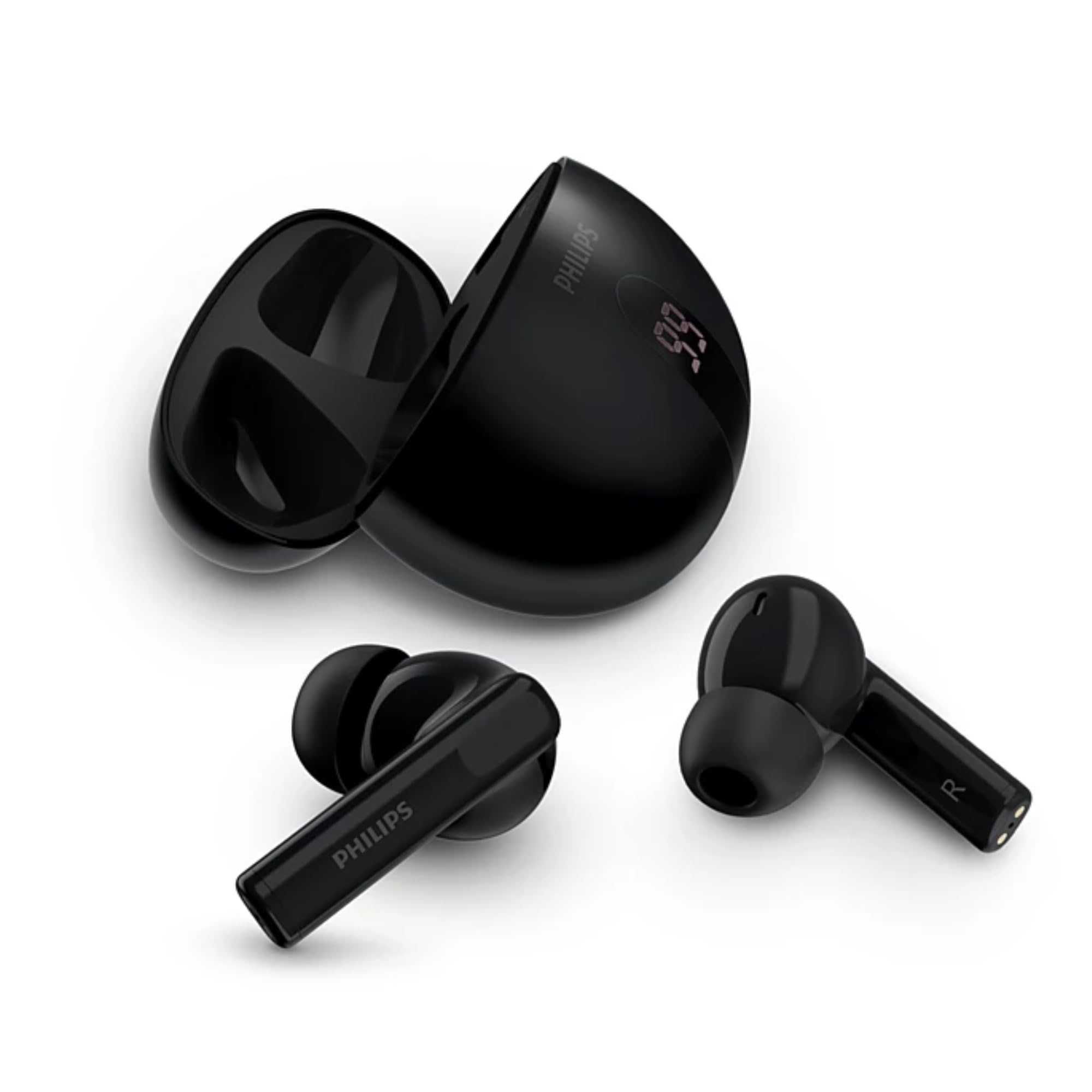 گوشی های بلوتوث Philips TAT3559، باطری 20 ساعته، درایورهای 10 میلیمتری، هدفون بی‌سیم واقعی، شارژ سریع، IPX4، باس پویا فعال، بلوتوث 5.4، کنسل نویز فعال، حالت مونو، مناسب گوش-داخل چوبی، رنگ مشکی