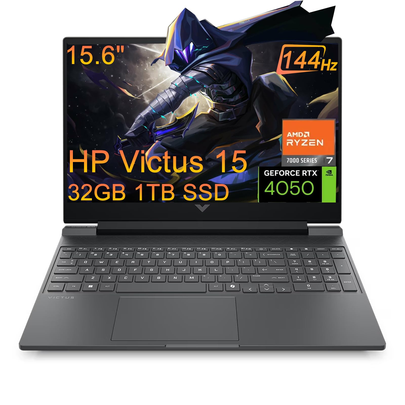 لپ تاپ بازی HP Victus 15 (15.6 اینچ FHD 144Hz، NVIDIA RTX 4050 6GB، AMD Ryzen 7 7445HS، 32GB DDR5 RAM، 1TB SSD، 6-Core (> Intel i7-13700H) )، صفحه کلید با نور پس زمینه، Ethernet، وبکم، Wi-Fi 6، ویندوز 11 Home، نقره‌ای 32GB|1TB SSD Ryzen 7| RTX 4050