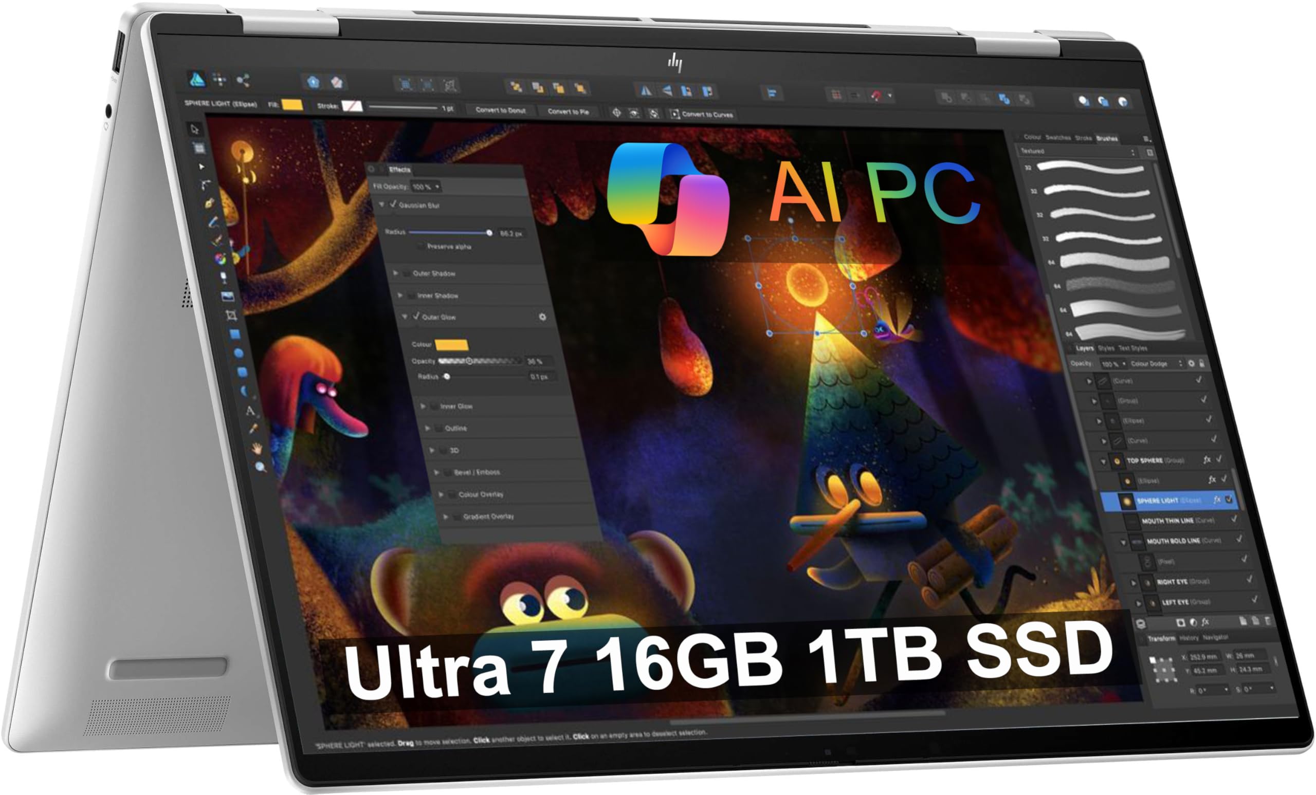 لپ تاپ لمسی ۲ در ۱ HP Envy x360 (صفحه نمایش 16 اینچ FHD + ، Intel Core Ultra 7 155U (> i7-13700H) ، 16 گیگابایت رم ، 1 ترابایت حافظه SSD ، استایلوس) برای خالقان ، طراحان ، عکاسان ، دوربین IR 5 مگاپیکسل ، پشتیبانی از نور پس زمینه ، ویندوز ۱۱ پرو ، کامپیوتر 2025 AI