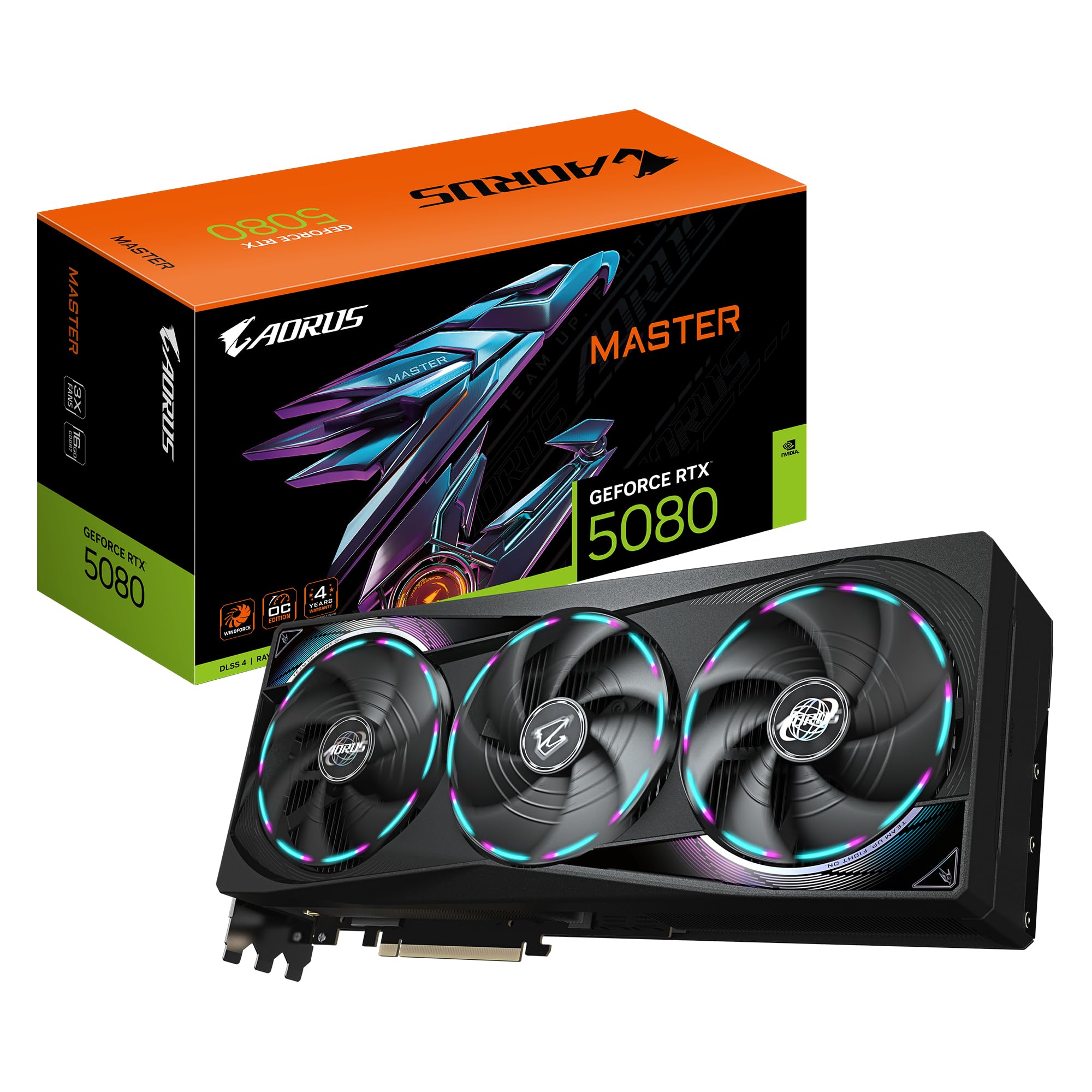 کارت گرافیک Gigabyte AORUS GeForce RTX 5080 MASTER 16G - 16GB GDDR7، 256 بیت، PCI-E 5.0، ساعت هسته 2805MHz، 3 x DisplayPort، 1 x HDMI، GV-N5080AORUS M-16GD