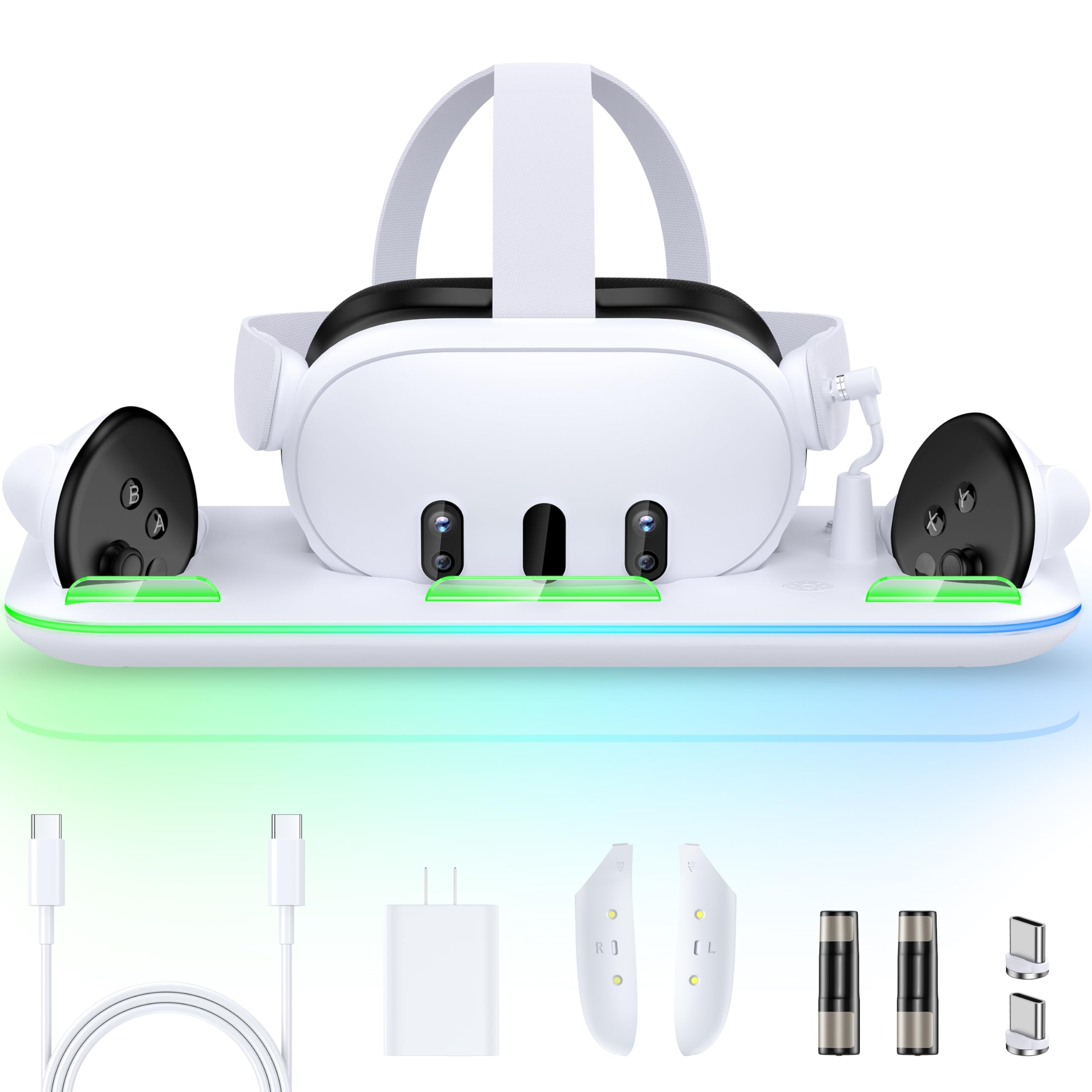 پایه شارژ DXKK برای متا کوئست 3S و کوئست 3، ایستگاه شارژ کننده کنترلرهای هدست واقعیت مجازی