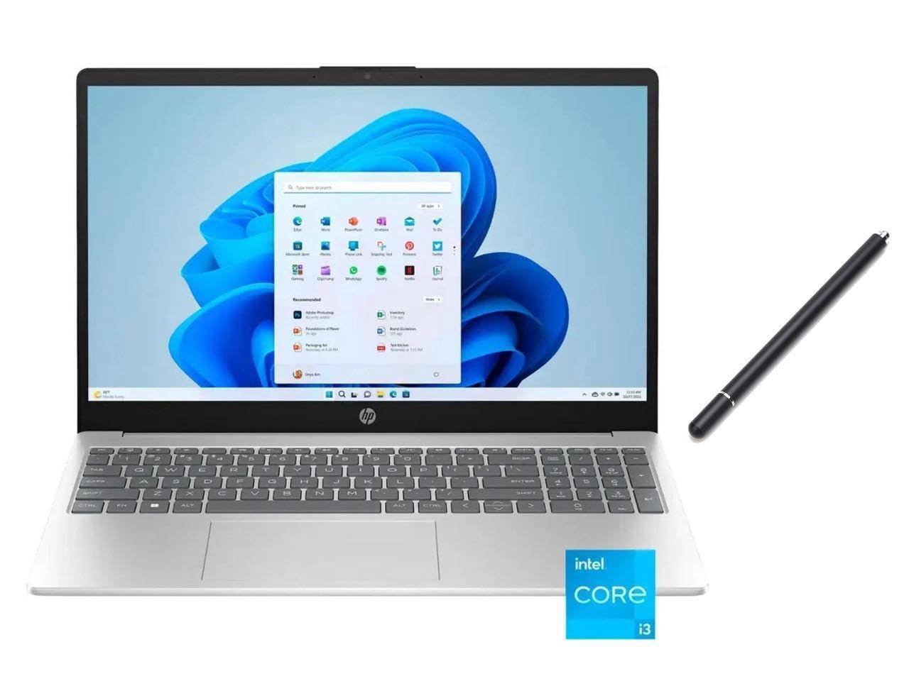 لپ تاپ لمسی اچ‌پی (ارتقاء یافته) 15.6 اینچ صفحه نمایش HD | Intel Core i3-1215U (6 هسته، 8 رشته) | گرافیک Intel UHD | نقره‌ای | 8GB RAM | 256GB SSD | Windows 11 S | همراه با قلم استایلوس