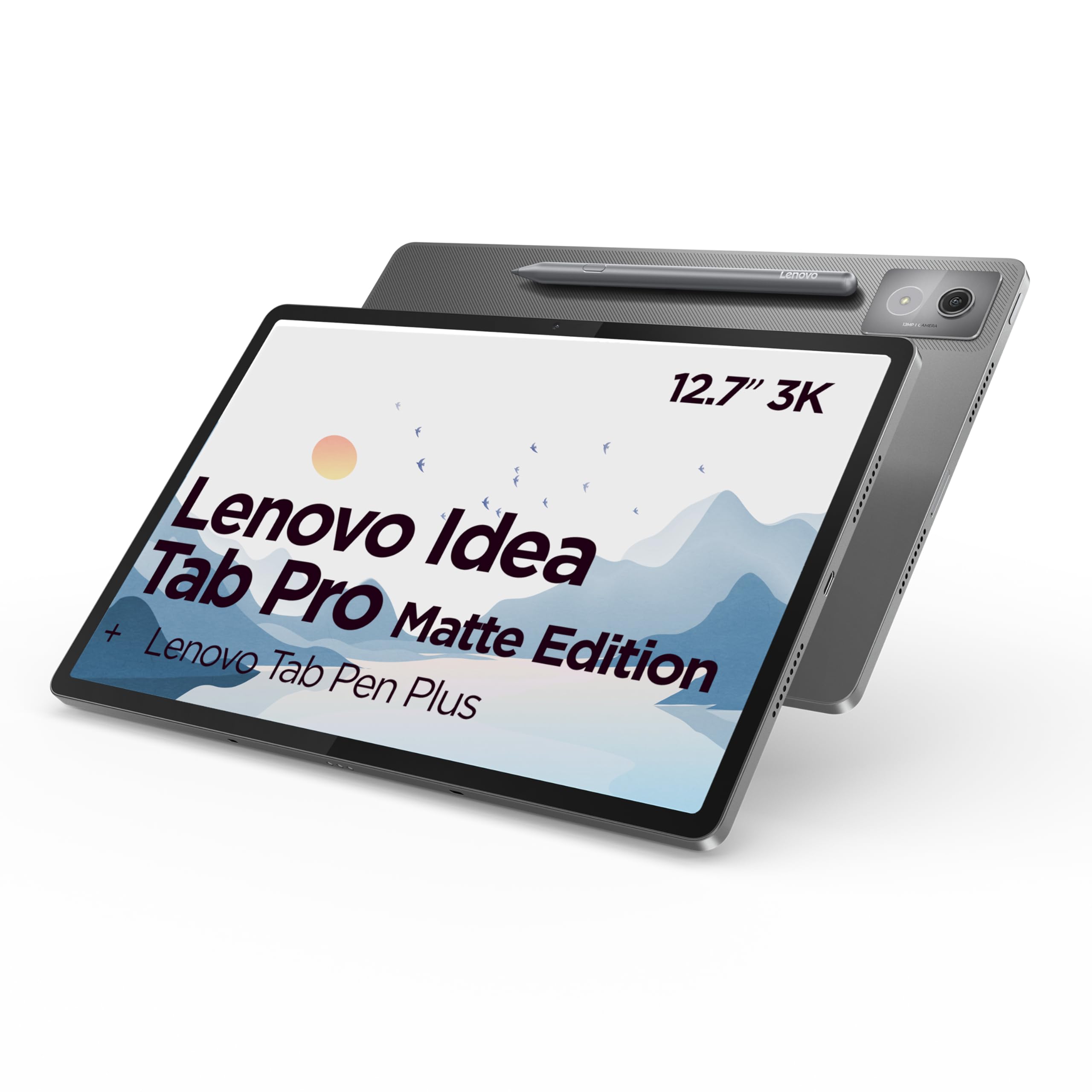 تبلت Lenovo Idea Tab Pro 12.7 اینچی نسخه Matte 3K (MediaTek Dimensity 8300، 8GB RAM، 128GB UFS 3.1، 144Hz، Wi-Fi 6E، Bluetooth 5.3، Android 14) - خاکستری ماهی + قلم Tab Pen Plus