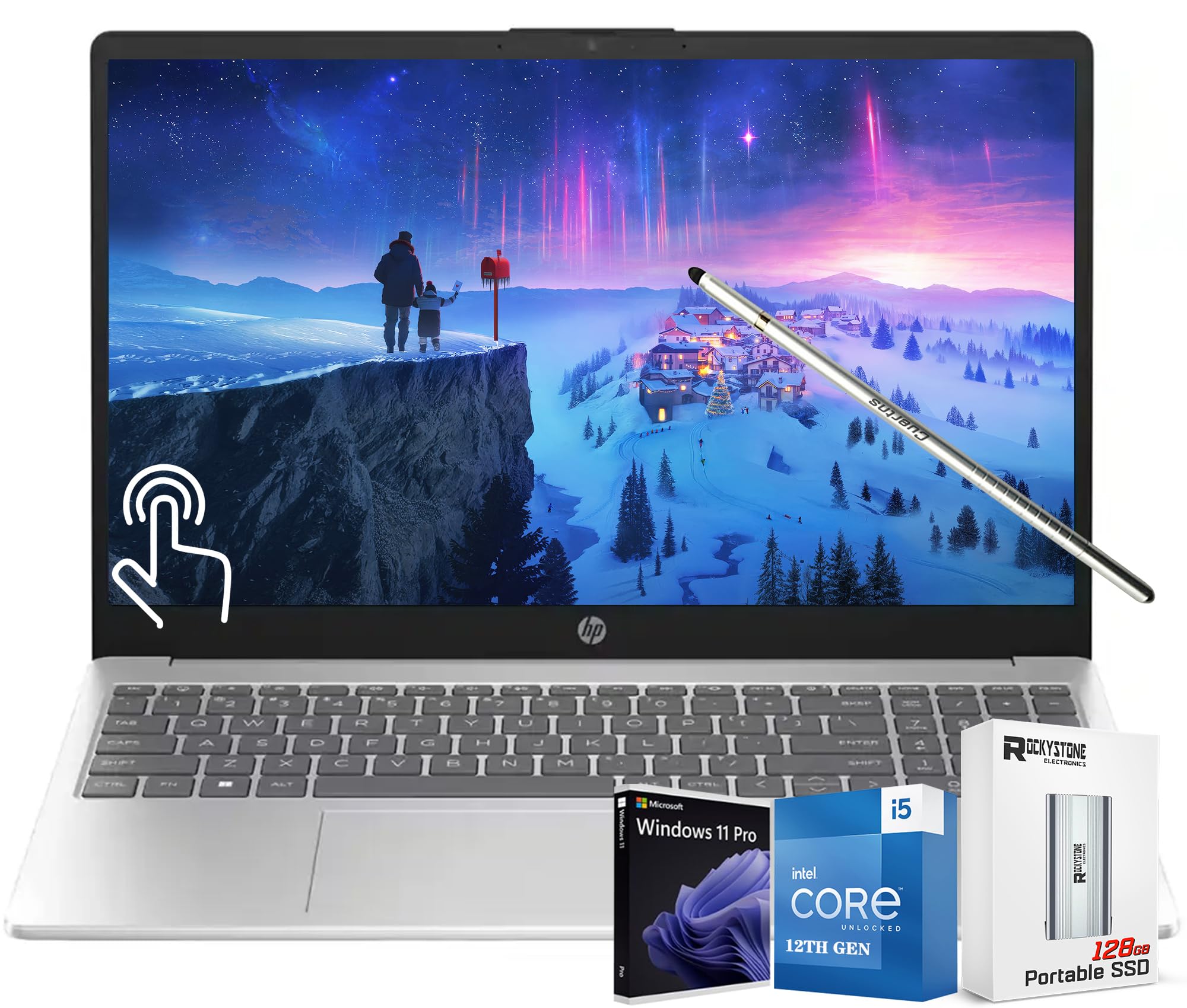 لپ تاپ لمسی پرچمدار HP 2025 با نمایشگر 15.6 اینچی، پردازنده 10 هسته‌ای Intel i5-1235U (تا 4.4 گیگاهرتز)، 16 گیگابایت رم، 512 گیگابایت حافظه داخلی SSD PCie، پد عددی، بلوتوث 5، ویندوز 11 هوم اس، همراه با استیلوس و PSD، رنگ نقره‌ای 16 گیگابایت رم | 512 گیگابایت حافظه داخلی SSD، ویندوز 11 هوم