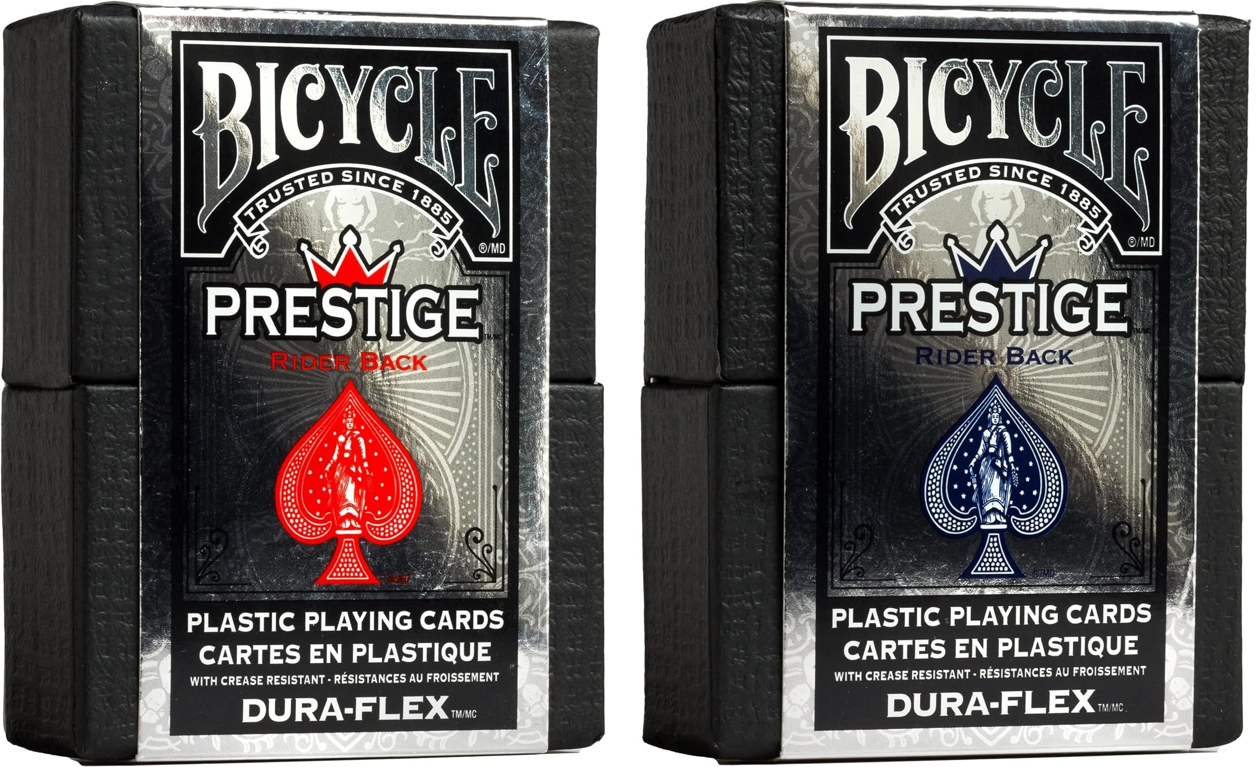 بازی کارت‌های پلاستیکی ضدآب Bicycle Prestige، قرمز و آبی، بسته 2 تایی قرمز آبی