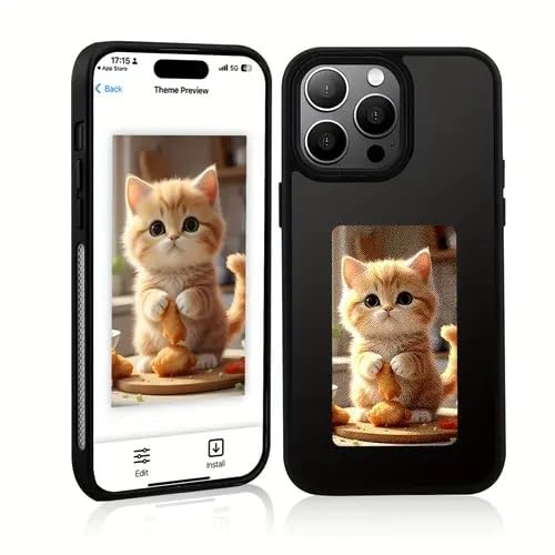 کاور موبایل هوشمند Smart Ink NFC برای آیفون 15 Pro Max - نمایش عکس DIY، صفحه E-Ink، انتقال NFC، ضد لغزش، ضد ضربه، کیس دیجیتال (سیاه)