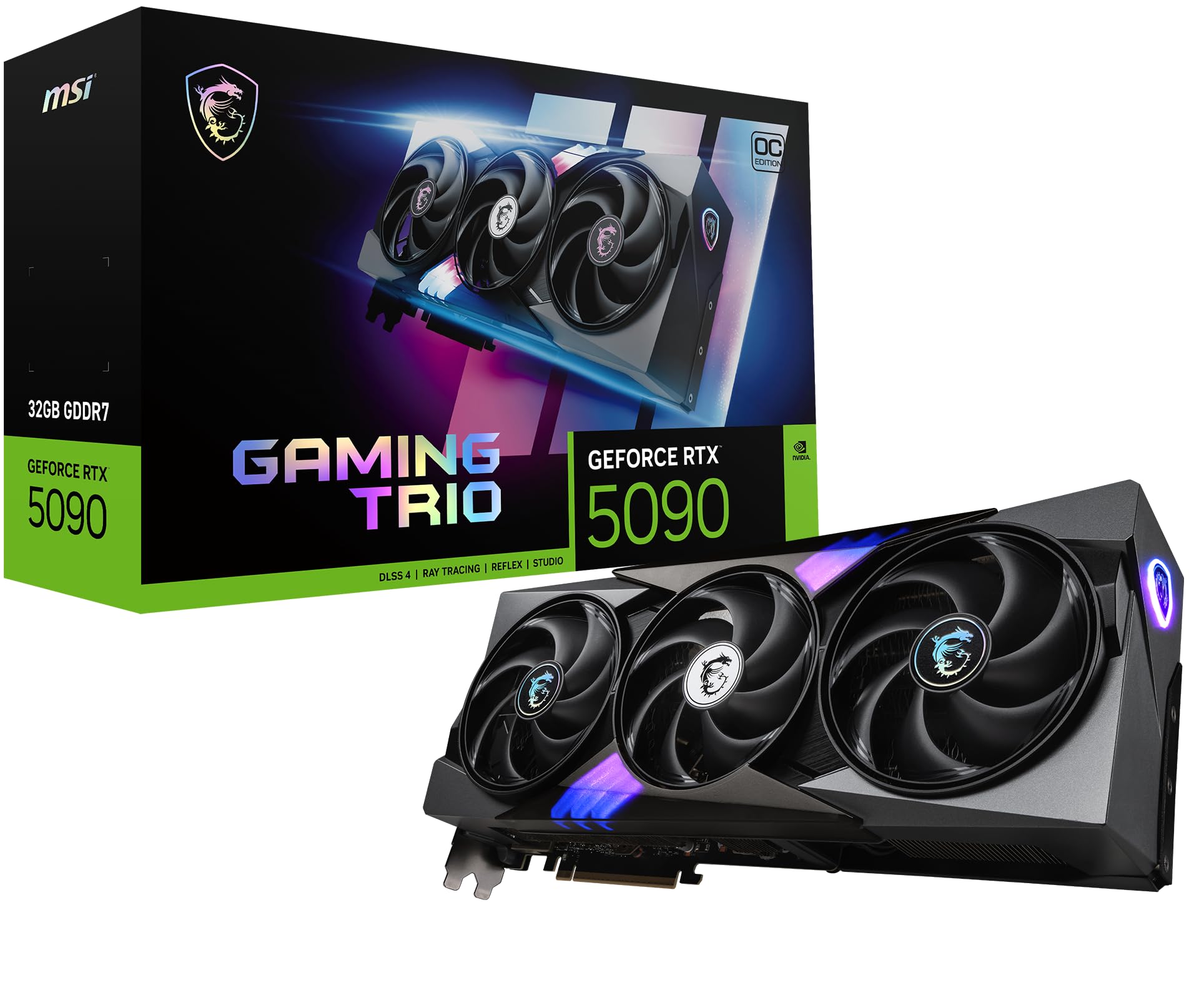 کارت گرافیک MSI Gaming RTX 5090 32G Gaming Trio OC (32 گیگابایت GDDR7، 512 بیت، سرعت ساعت بیشینه TBD مگاهرتز، DisplayPort x3 2.1a، HDMI 2.1b، معماری NVIDIA Blackwell)