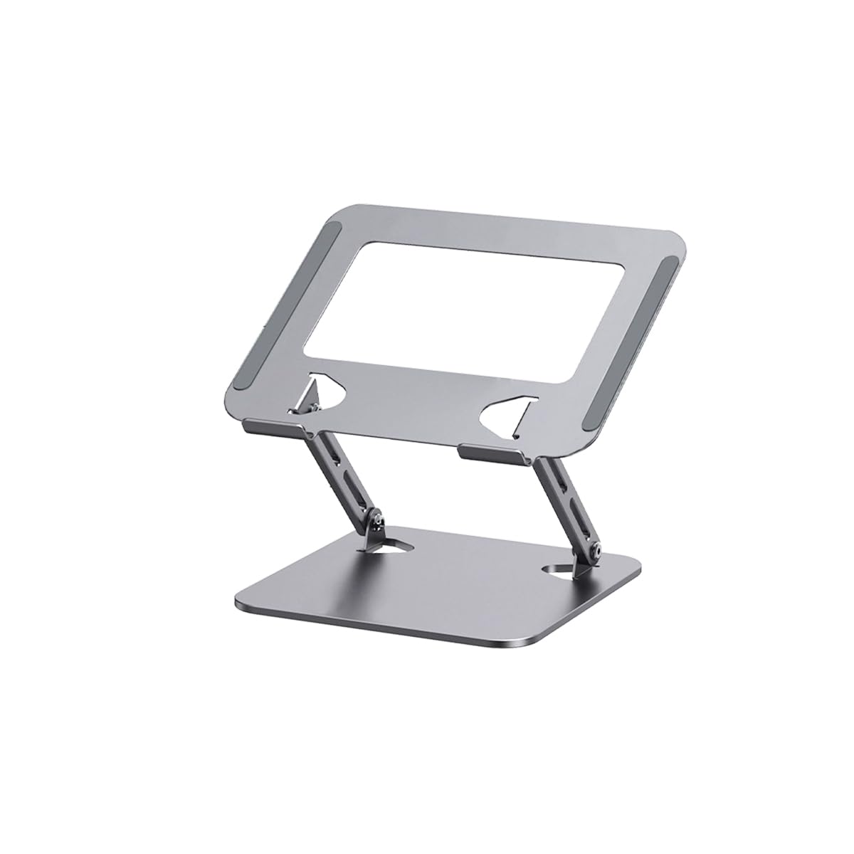 اسکازی قابل تنظیم لپتاپ برای میز، ایرونومیک ارتقاء دهنده لپتاپ با پایه 360 درجه چرخشی، اسکازی قابل تاشو و قابل حمل، اسکازی کامپیوتر مقاوم از آلومینیوم (نقره ای)