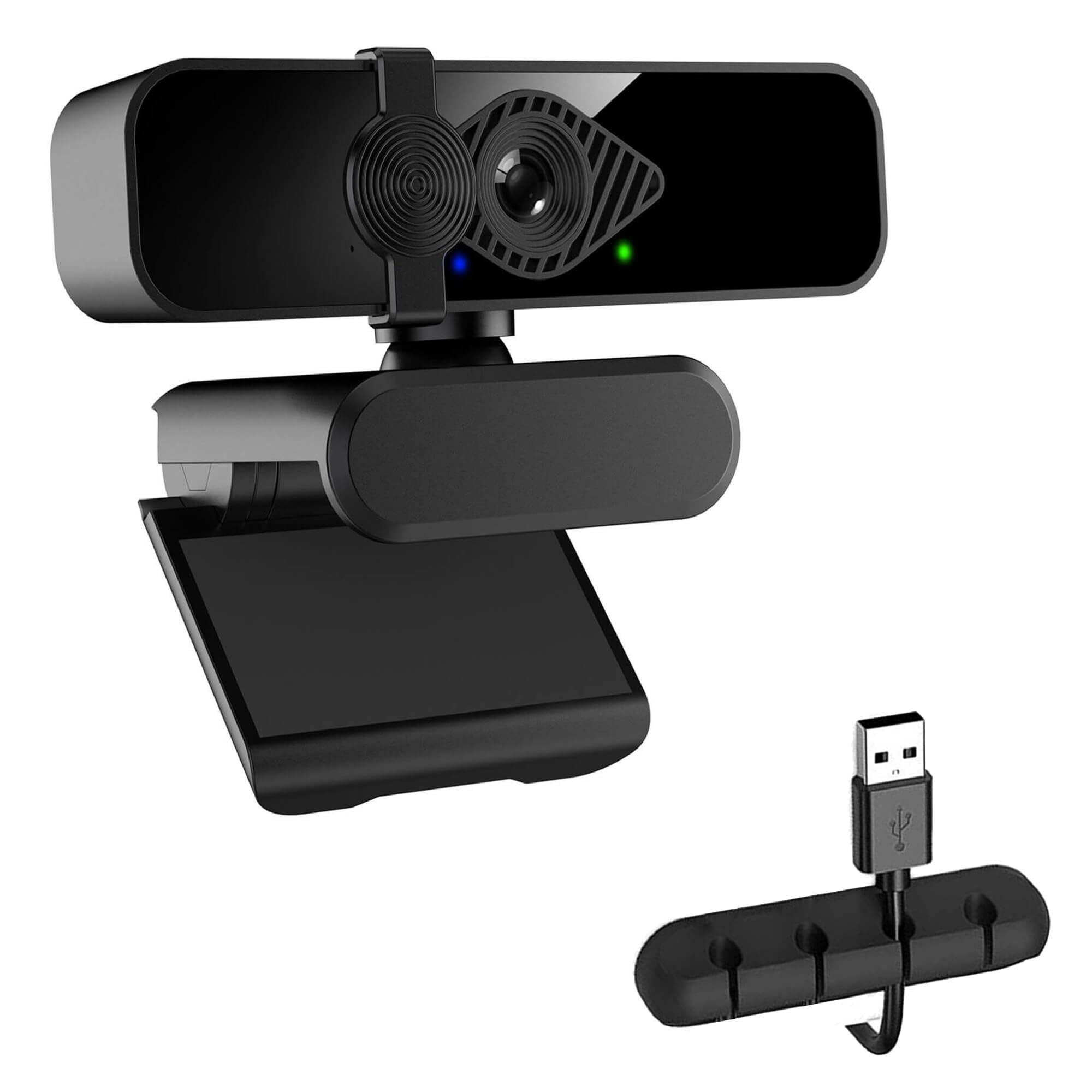 وب‌کم 2K برای کامپیوتر، دوربین USB با دید ۸۵ درجه، با میکروفون حذف نویز و پوشش حریم خصوصی، دوربین وب با کیفیت برای رایانه‌های رومیزی، لپتاپ، مانیتور مک و استریمینگ، وبکم تماس‌های ویدیویی، 1 عدد سازماندهنده کابل + وبکم 2K