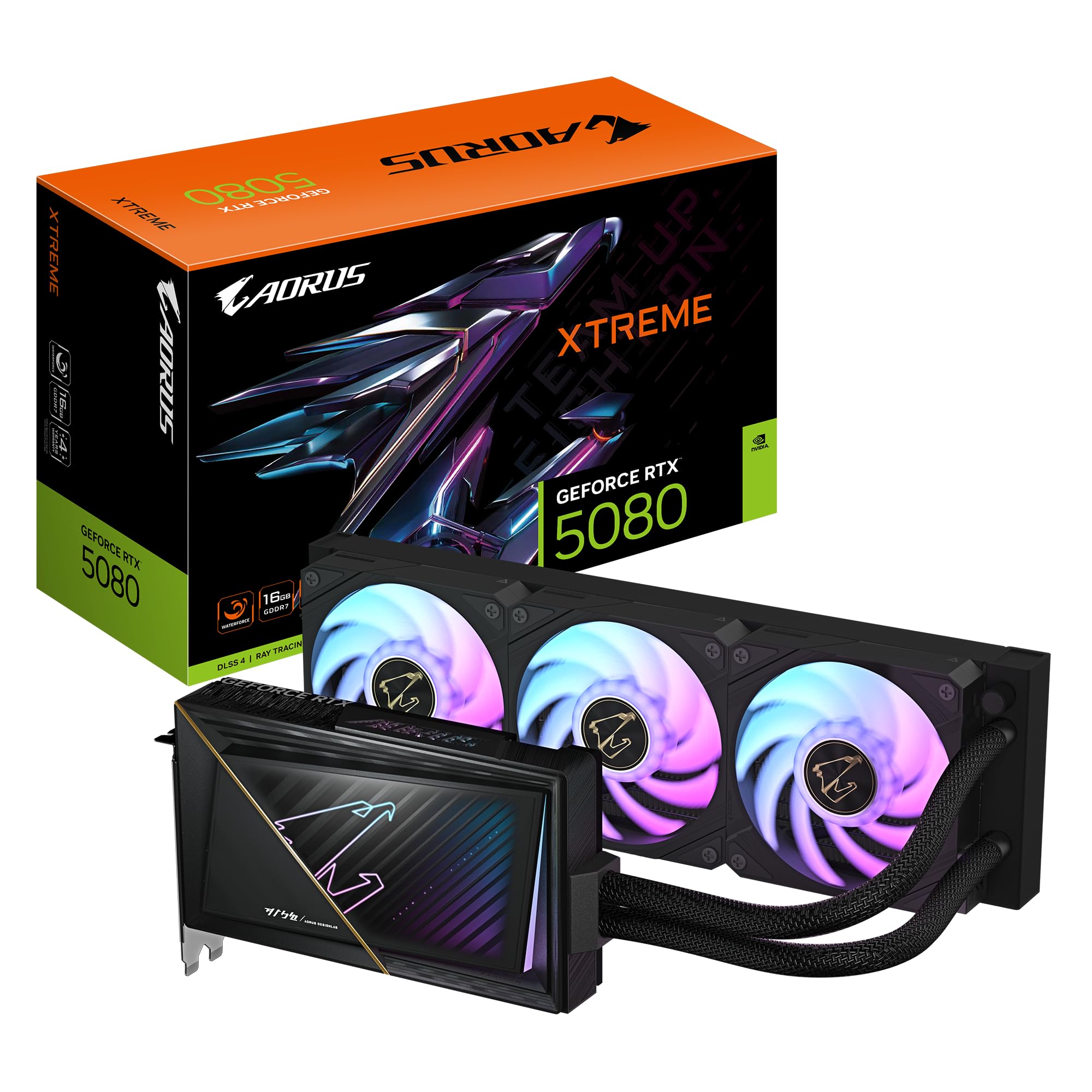 کارت گرافیک Gigabyte AORUS GeForce RTX 5080 XTREME WATERFORCE 16G - حافظه 16 گیگابایت GDDR7، 256 بیت، PCI-E 5.0، فرکانس مبنا 2805MHz، 3 x DP 2.1a، 1 x HDMI 2.1b، NVIDIA DLSS 4، GV-N5080AORUSX W-16GD.