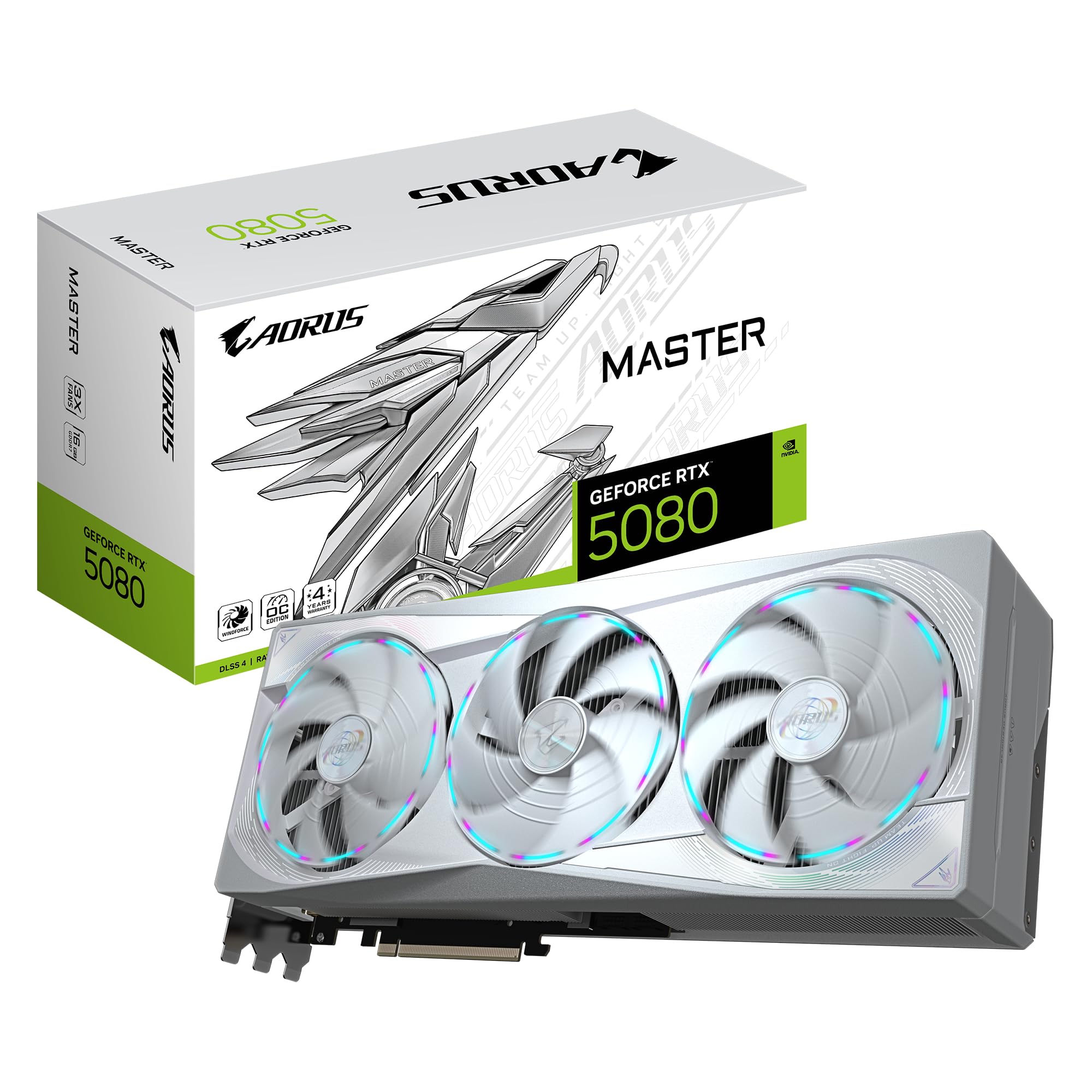 کارت گرافیک Gigabyte AORUS GeForce RTX 5080 MASTER ICE 16G - حافظه 16 گیگابایت GDDR7، 256 بیت، PCI-E 5.0، سرعت پایه 2805 مگاهرتز، 3 x DP 2.1a، 1 x HDMI 2.1b، NVIDIA DLSS 4، GV-N5080AORUSM ICE-16GD