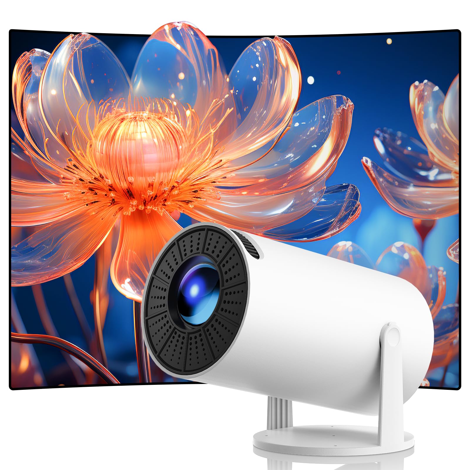 پروژکتور کوچک با وای فای و بلوتوث، پروژکتور قابل حمل هوشمند HD 1080P با پشتیبانی از کی‌استون عمودی خودکار، ریموت کنترل، چرخش ۲۷۰ درجه، پروژکتور ویدئو خانگی اندروید ۱۱