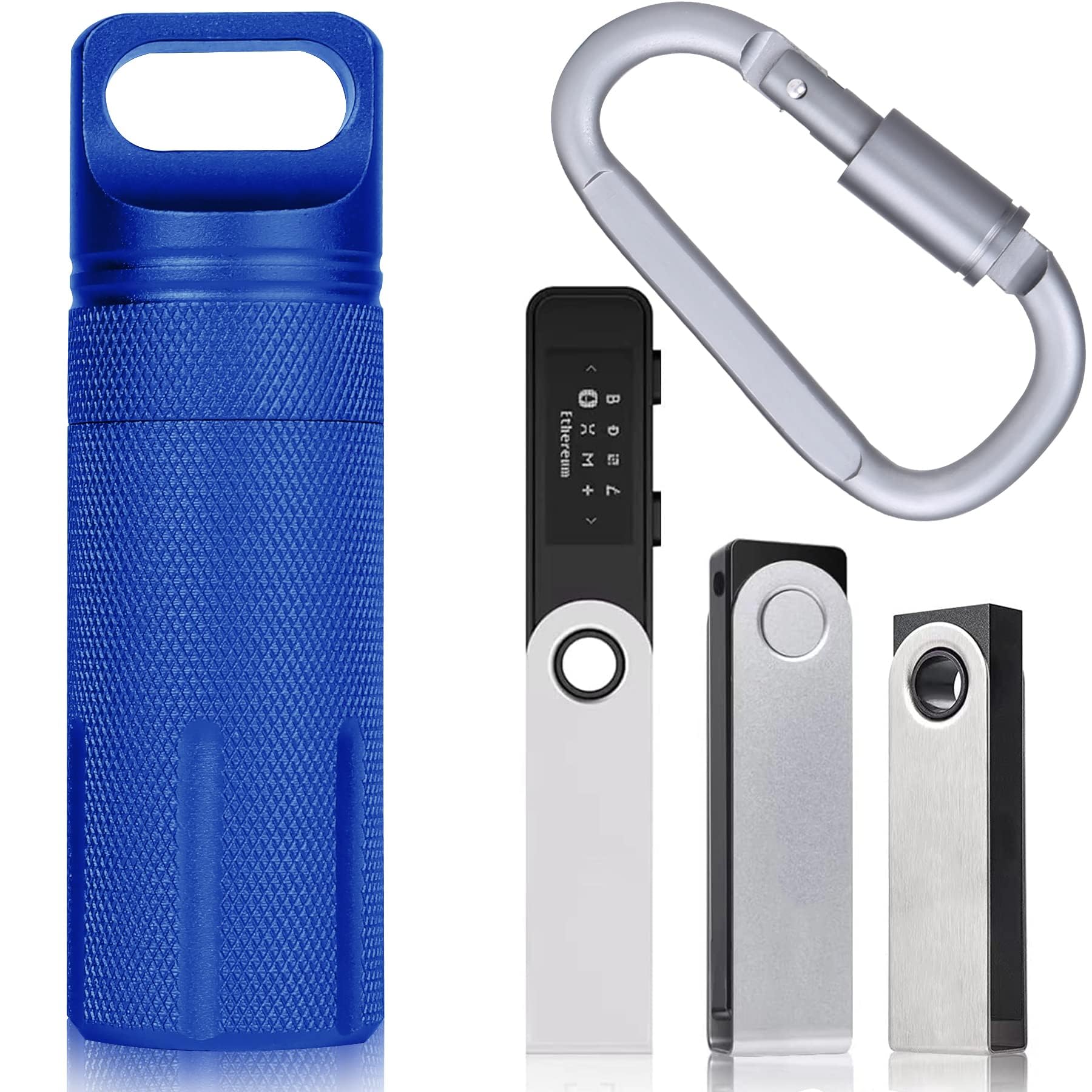 کیس Aenllosi برای Ledger Nano X - مناسب Ledger Nano X Hardware Wallet - آلیاژ آلومینیوم، ضد آتش و ضد آب - حافظه سرد محافظ برای ذخیره Crypto، تنها کیس (آبی)، آبی، کیس کلید