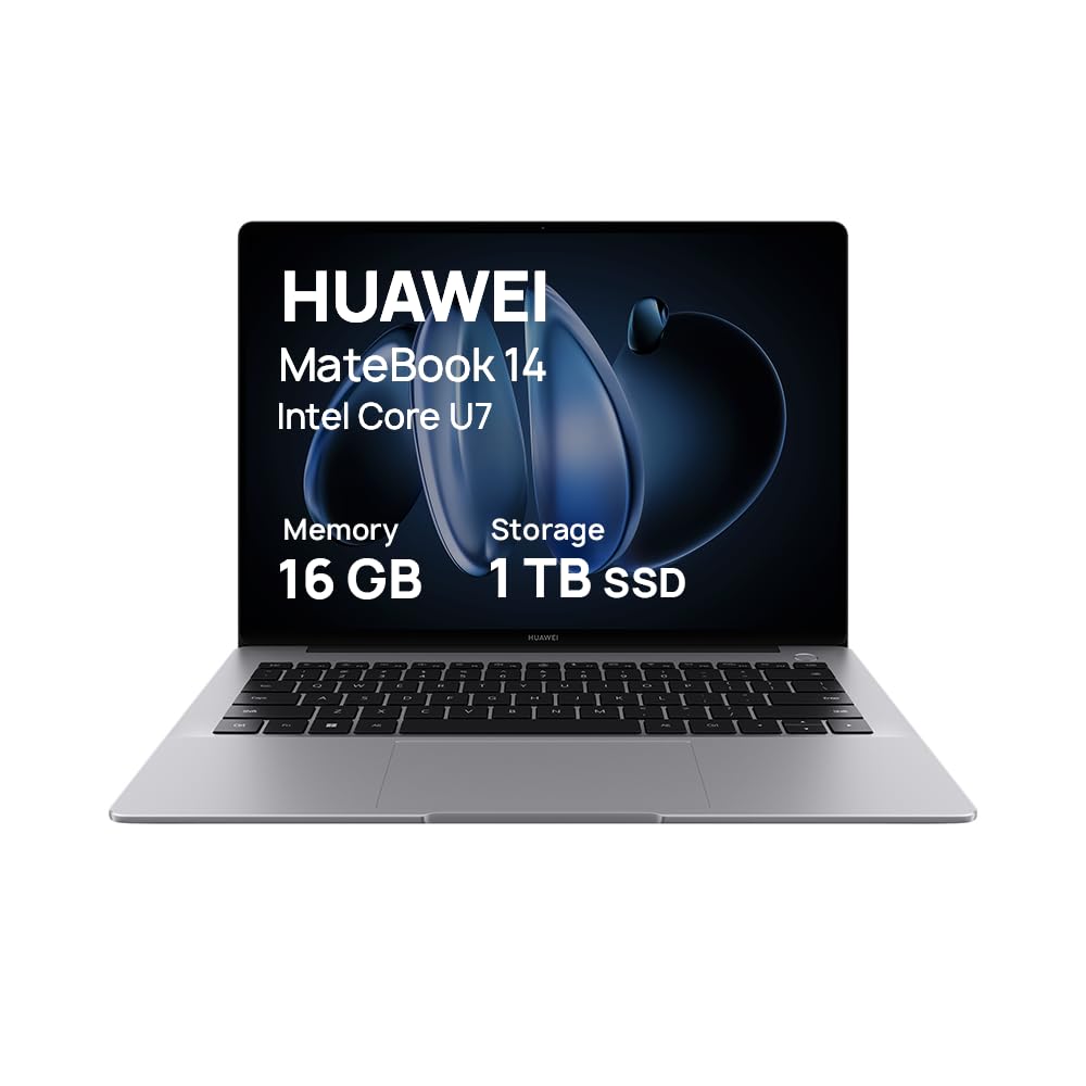 HUAWEI Matebook 14, 14.2" 2.8K Laptop OLED Touch-Control Handwriting Display, Ultra-Slim Design, Intel Core Ultra U7 Processor, 19-Hour Continuous Video Playback, 16GB+1TB, Window 11 Home, Space Grey