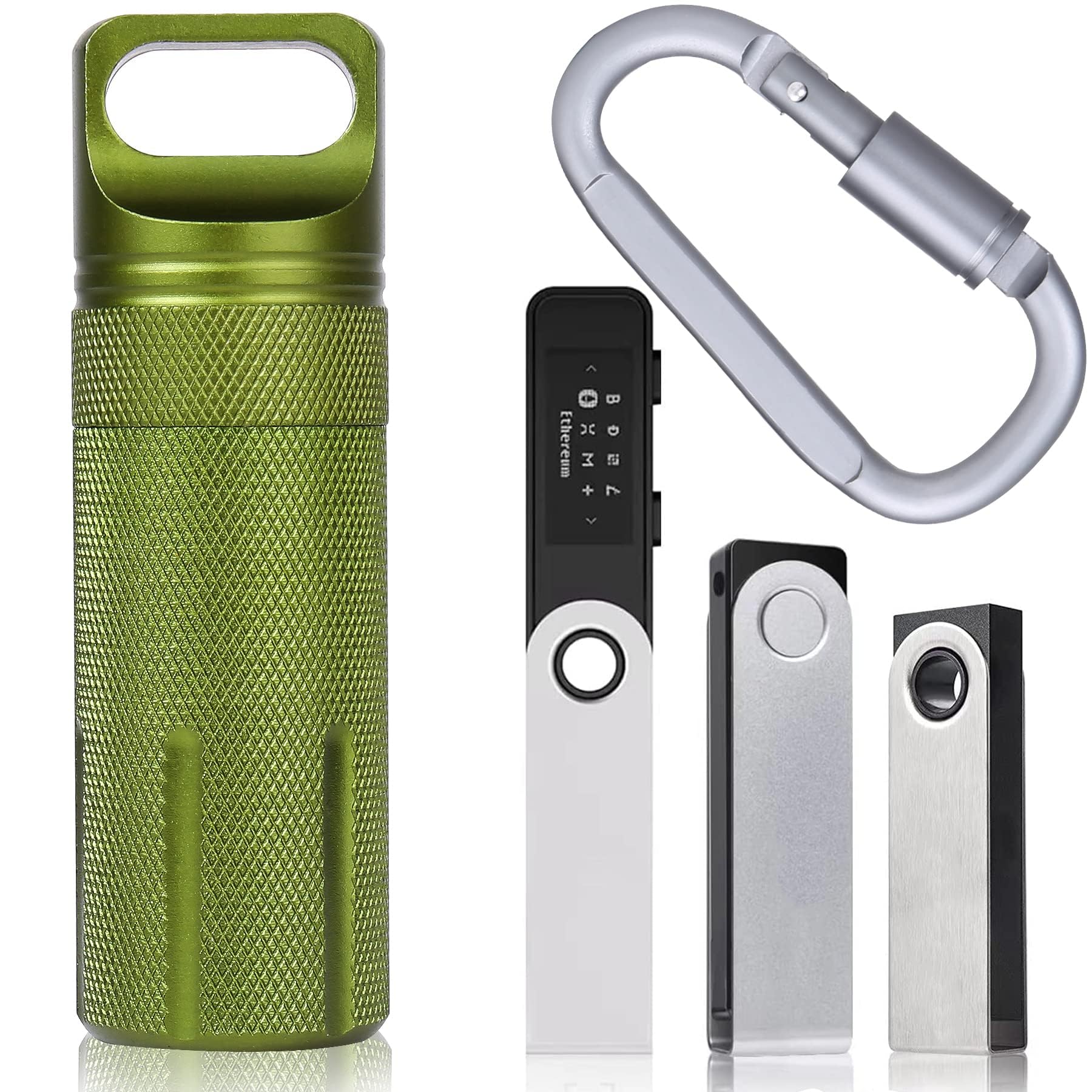 کیس Aenllosi برای Ledger Nano X، Ledger Nano S Plus و Ledger Nano S Crypto - آلیاژ آلومینیوم، مقاوم در برابر آتش و ضدآب - فقط کیس (سبز)