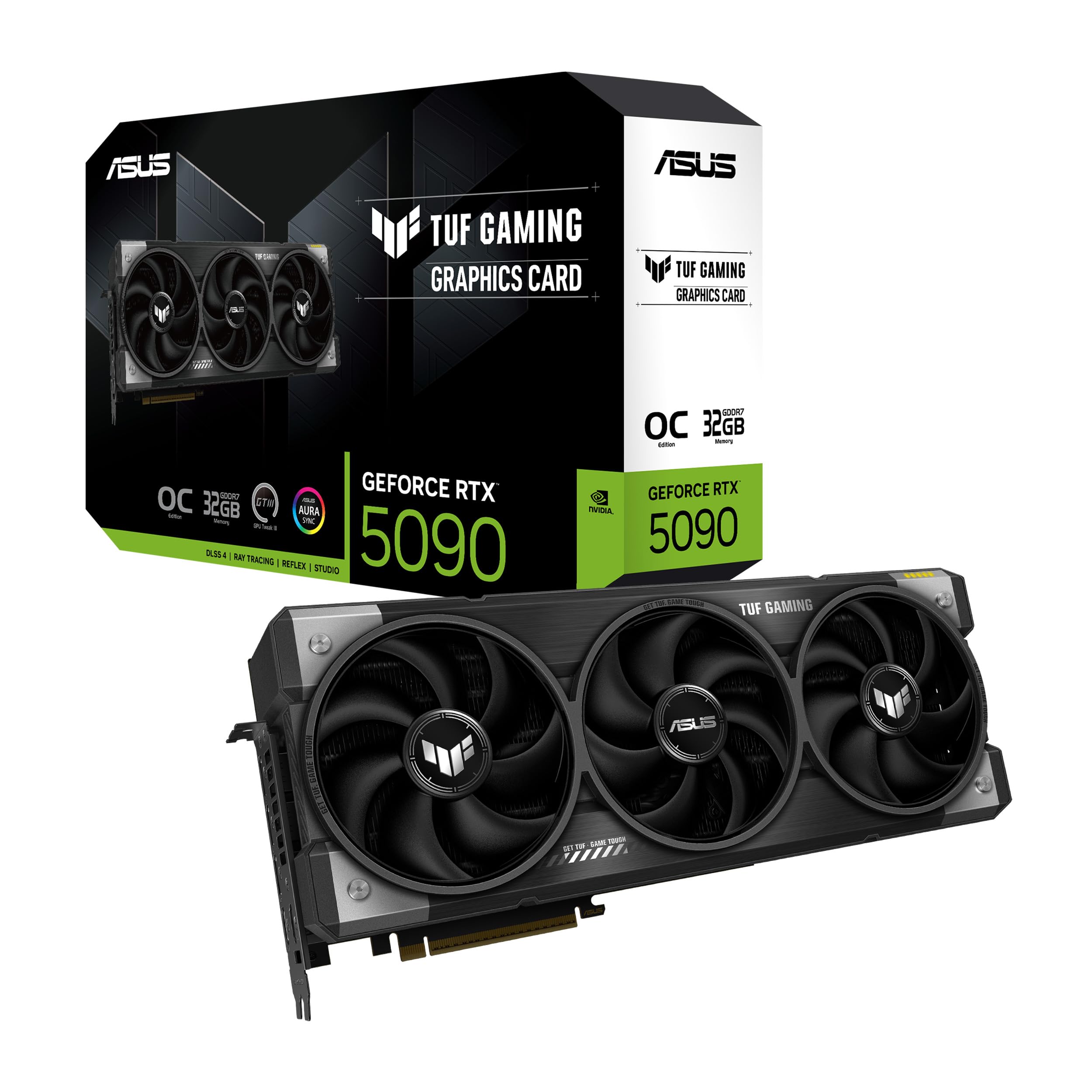 ASUS TUF Gaming GeForce RTX 5090 OC Edition 32GB فریم‌بافت گرافیکی بازی (Nvidia GeForce RTX5090, طراحی 3.6 اسلات، PCIe 5.0، 2X HDMI 2.1b، 3X DisplayPort 2.1a، TUF-RTX5090-O32G-GAMING)