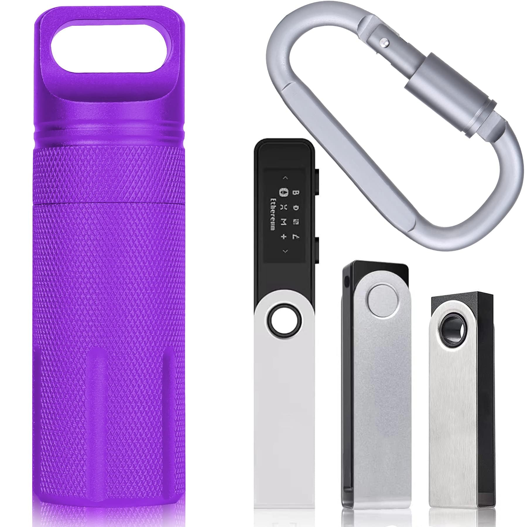 کیف Aenllosi برای دفترچه حساب Ledger Nano X - مناسب کیف پول سخت افزار Ledger Nano X - آلومینیوم آلیاژ، مقاوم در برابر آتش و ضد آب - جای محافظ سرد برای ذخیره سازی کریپتو، تنها کیف (بنفشی)، بنفشی، کیف کلید