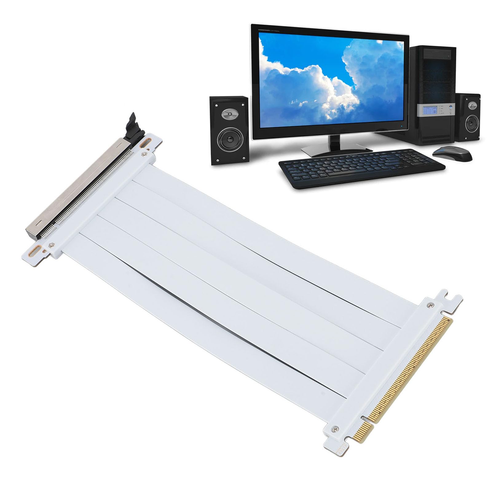 کابل رایزر PCIE 5.0 X16 سازگار با RTX4090 (ti) و (xt) و قابلیت ارتقا به پشتیبانی از کابل رایزر گرافیک اکستنشن انعطاف پذیر 128Gbps با سرعت بالا که همچنین با ورژن‌های 4.0، 3.0، 2.0 و 1.0 با طول 50 سانتیمتر سازگار است.