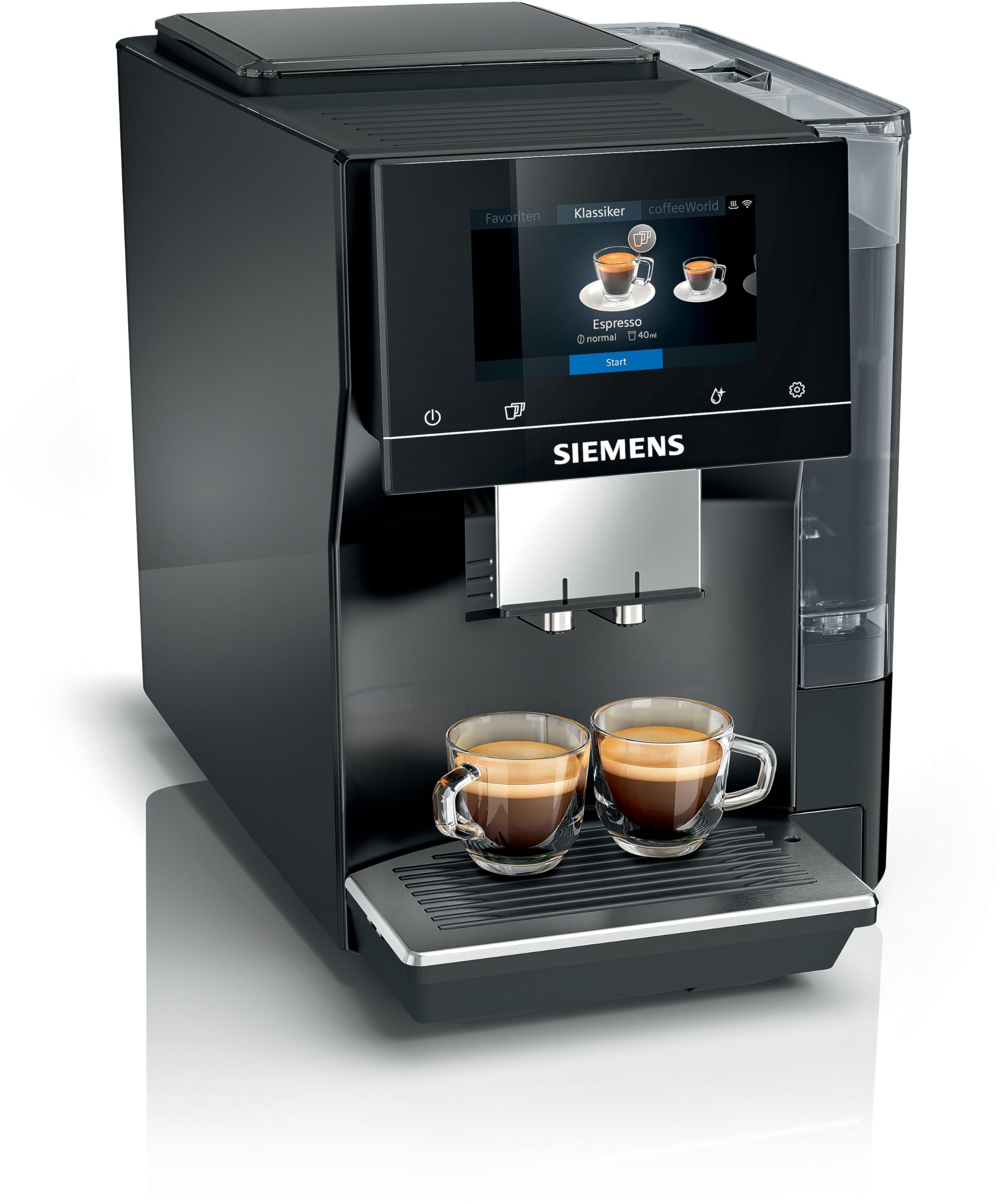 ماشین قهوه اتوماتیک کامل Siemens EQ700، با نمایشگر iSelect، coffeeWorld، با قابلیت Cold Brew و Slow Brew، کاپوچیانتور، ارتباط خانگی، مشکی درخشان، مدل TP713GB9 کلاسیک