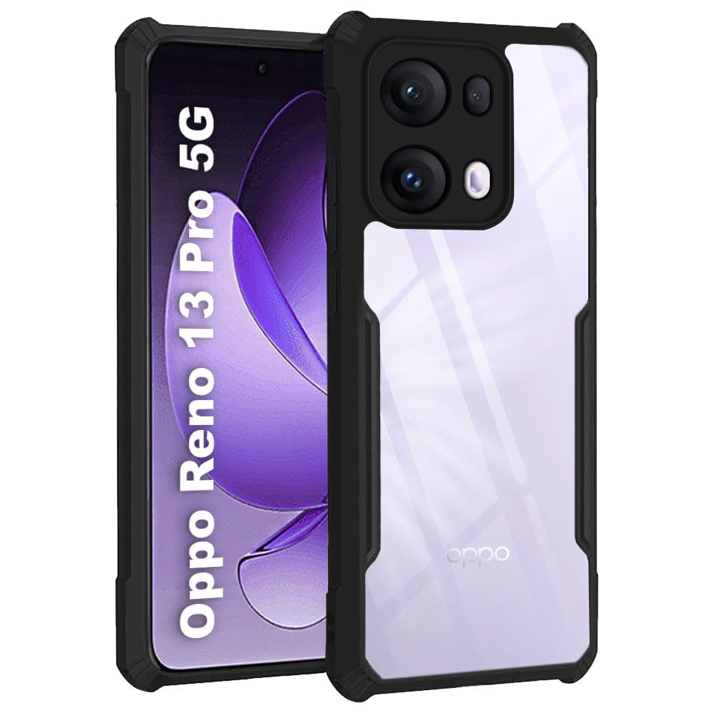 کاور شفاف محافظ محکم پشتی سخت PC با حاشیه سیاه TPU ضد ضربه 360 درجه مقاوم در برابر ضربه غیر زرد برای Oppo Reno 13 Pro 5G (Oppo Reno 13 Pro)