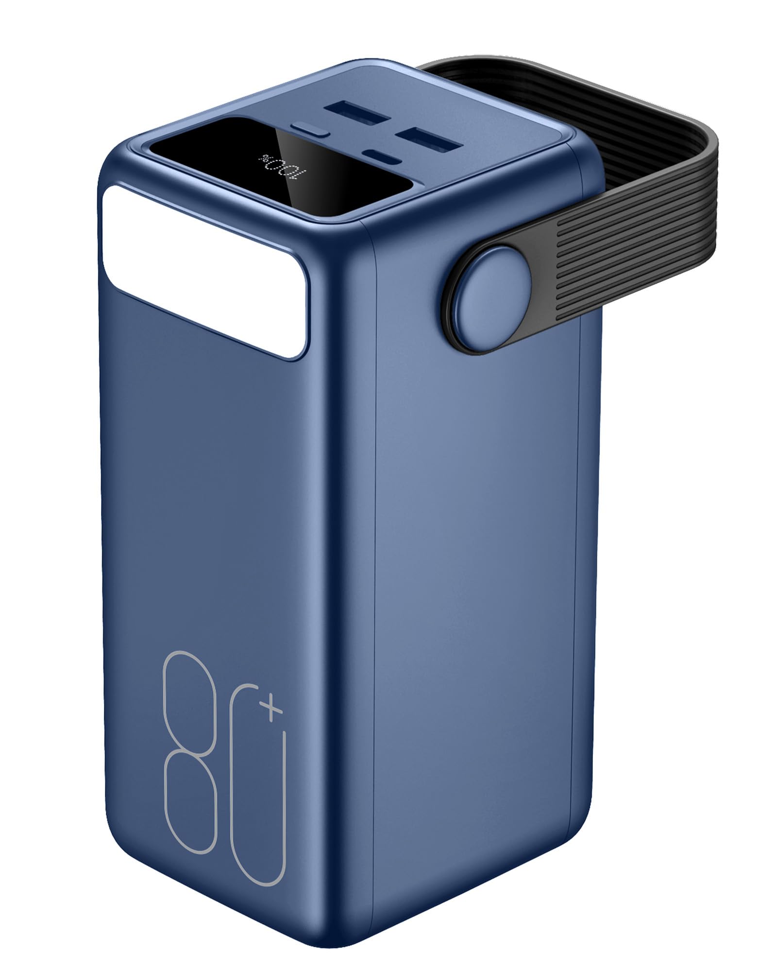 شارژر قابل حمل 80000 میلی آمپر، پاوربانک، شارژ سریع 22.5 واتی USB C، باتری پک، 3 خروجی، نمایشگر LED و چراغ LED، باتری بزرگ خارجی با ظرفیت بالا برای آیفون، سامسونگ، آیپد، آبی تیره برای استفاده خارج از منزل