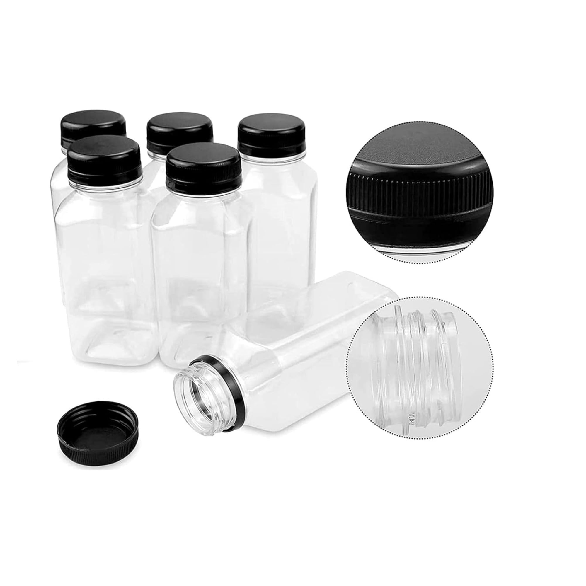 10 عدد بطری آبمیوه پلاستیکی Halapack 330/500/1000/1500 میلی لیتر جلوگیری از نشت؛ بطری های ساده شفاف با درپوش برای نگهداری شیر، آب، آبمیوه، ورزش و زمزم. بطری پلاستیکی قابل استفاده مجدد و بدون BPA (500 میلی لیتر)